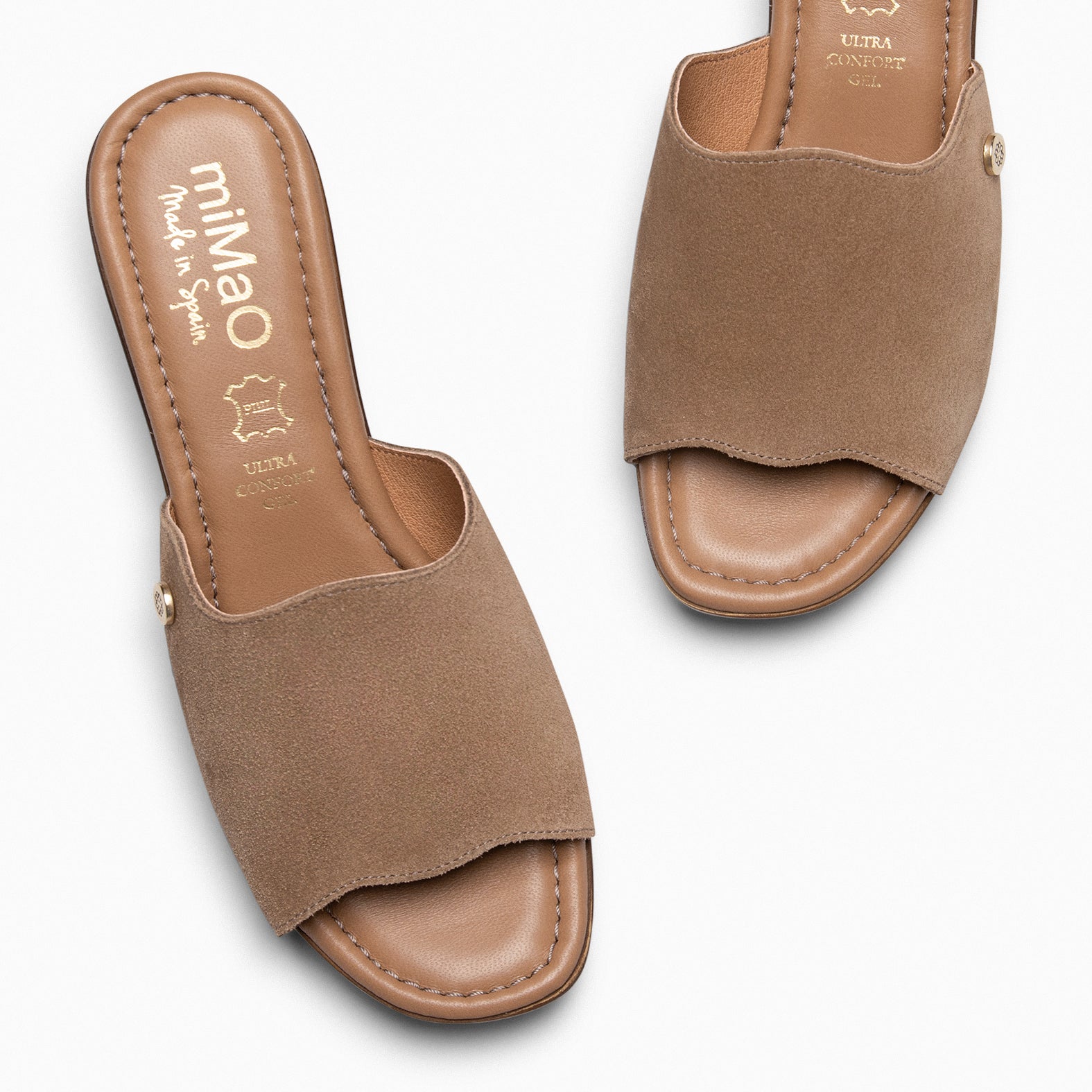 ADELA – Sabots en daim TAUPE à bout ouvert