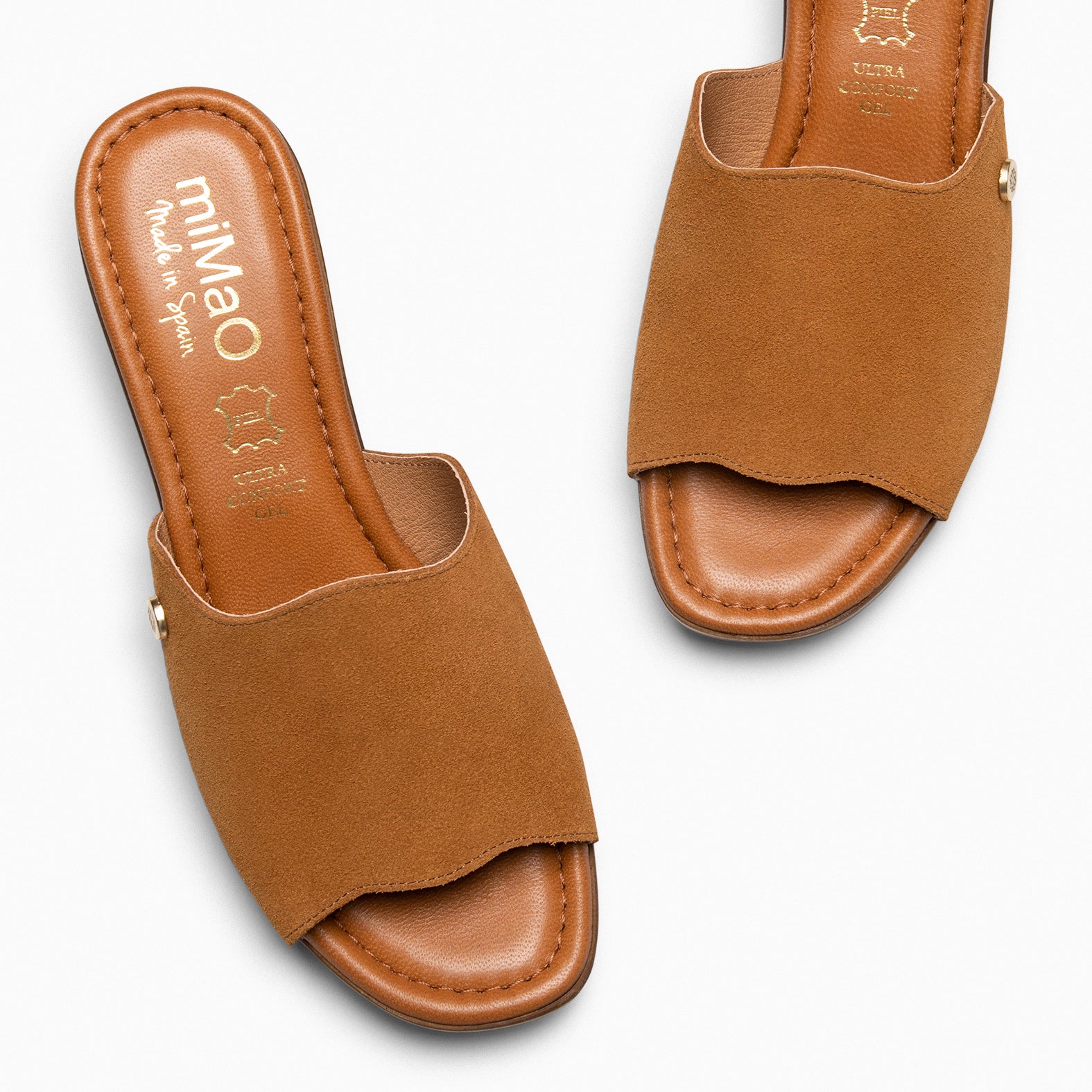 ADELA – Sabots en daim CAMEL à bout ouvert