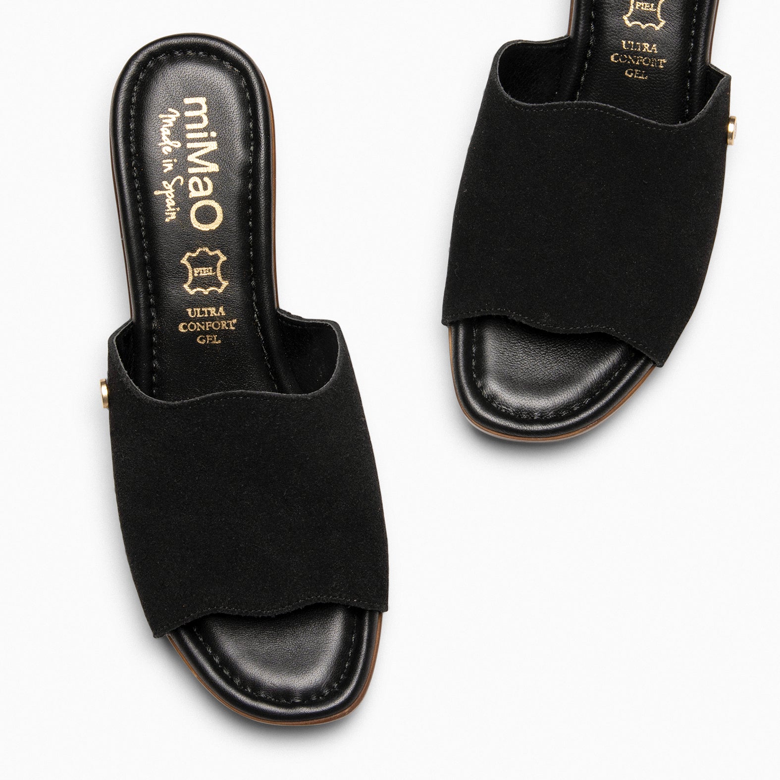 ADELA – Sabots en daim NOIR à bout ouvert