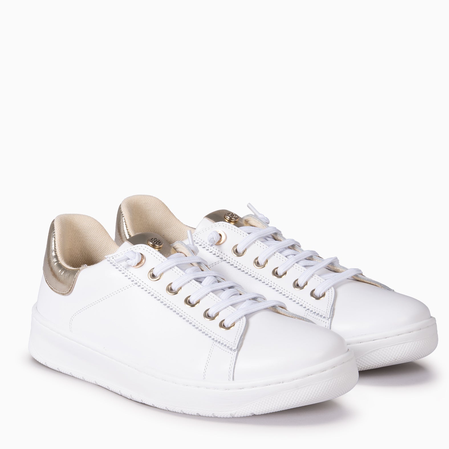 NANTES - Baskets élégantes en cuir BLANC OR VERNIS