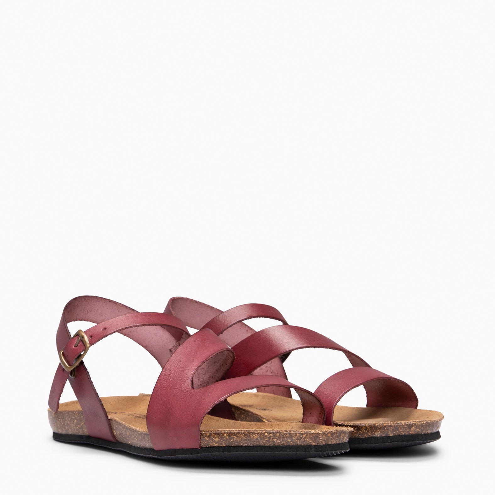 LIS - Sandalias BIO de piel de Vaquetilla VINO