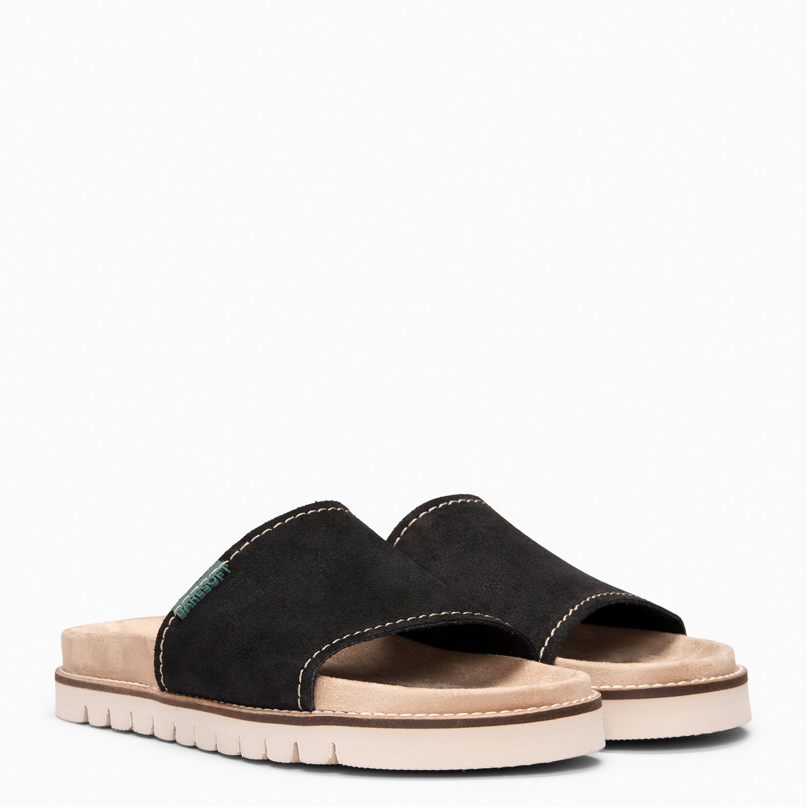 CUBA - Sandalias tipo pala de serraje NEGRO