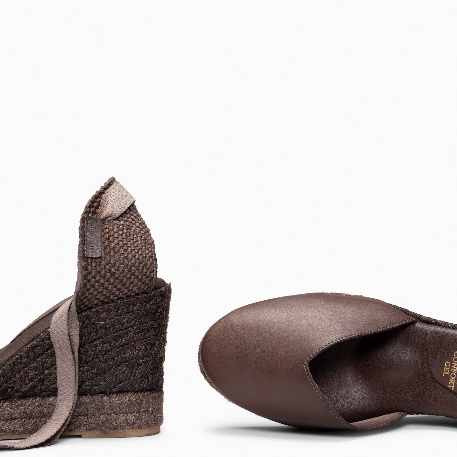TALAIA - BROWN Wedge Espadrilles with natural dyeing