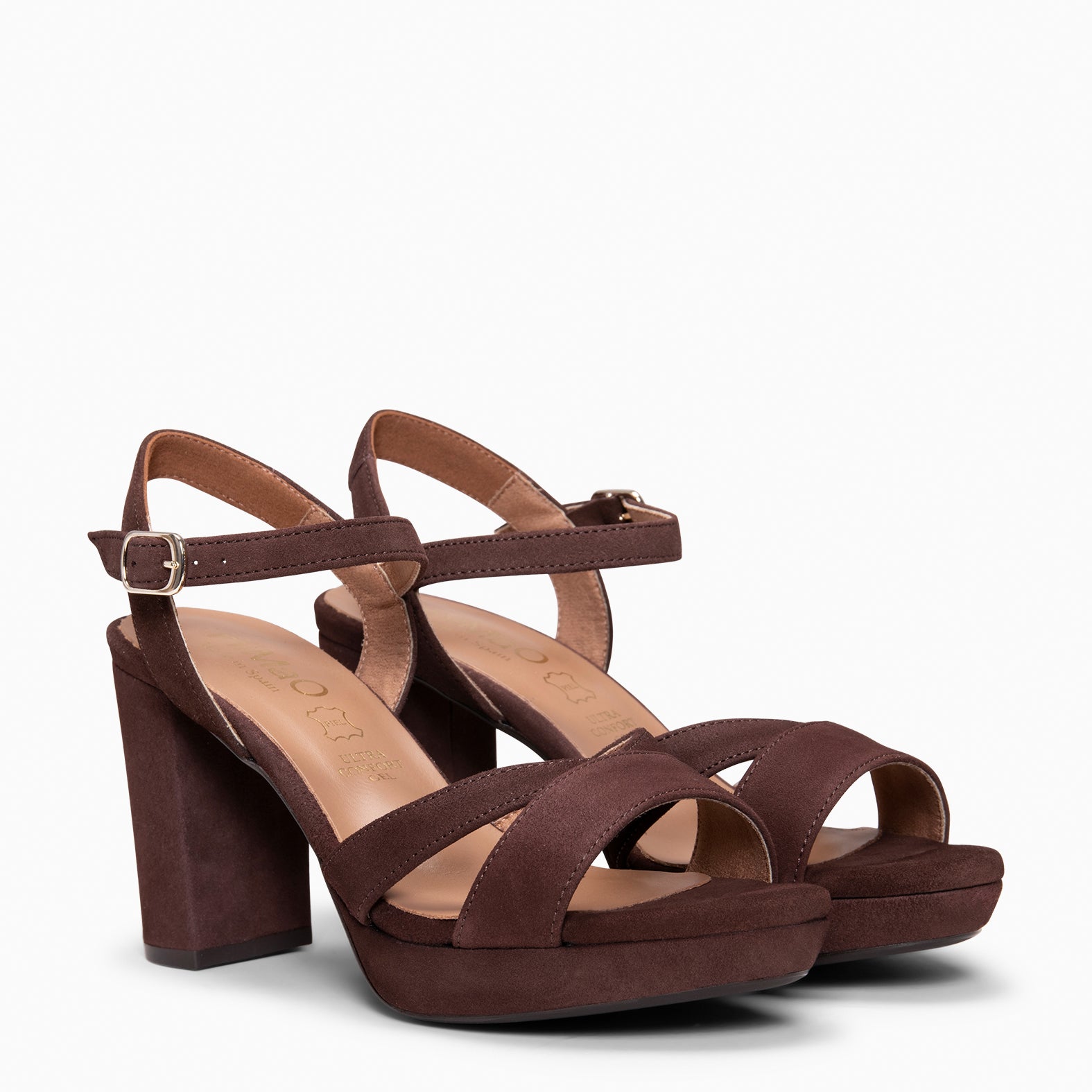 PARIS – Sandalias de fiesta con tacón alto y plataforma MARRON - miMaO ®