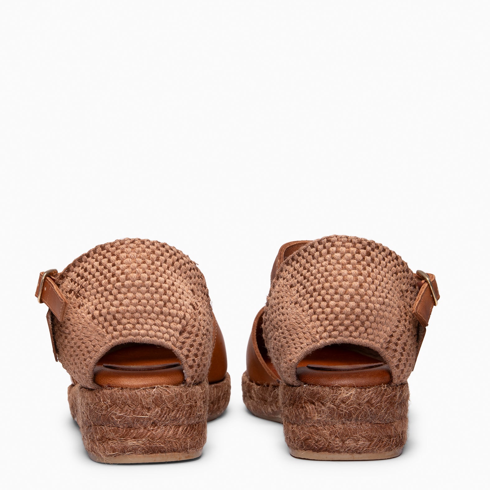 PRAVIA - CAMEL Espadrille wedge with natural-dyed finish