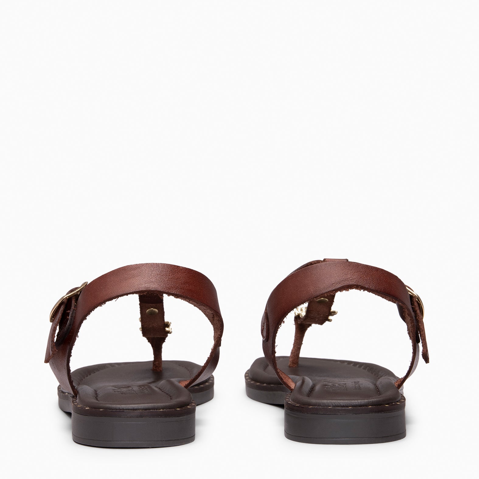 CIRCE - Sandalia plana de piel MARRON