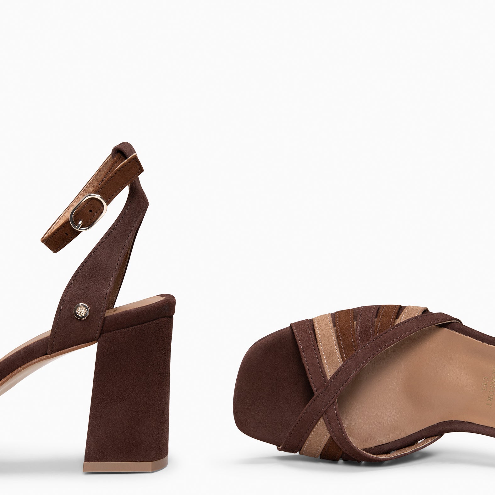 CRISTEL - SANDALIAS ELEGANTES DE TACÓN DE VESTIR MARRÓN