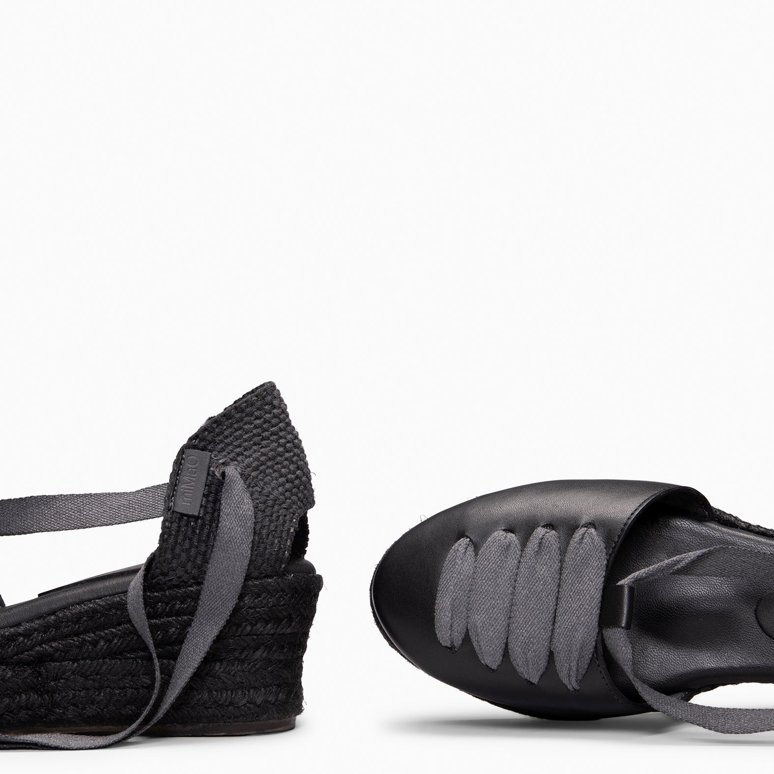 NOJA - BLACK Espadrilles with natural dyeing