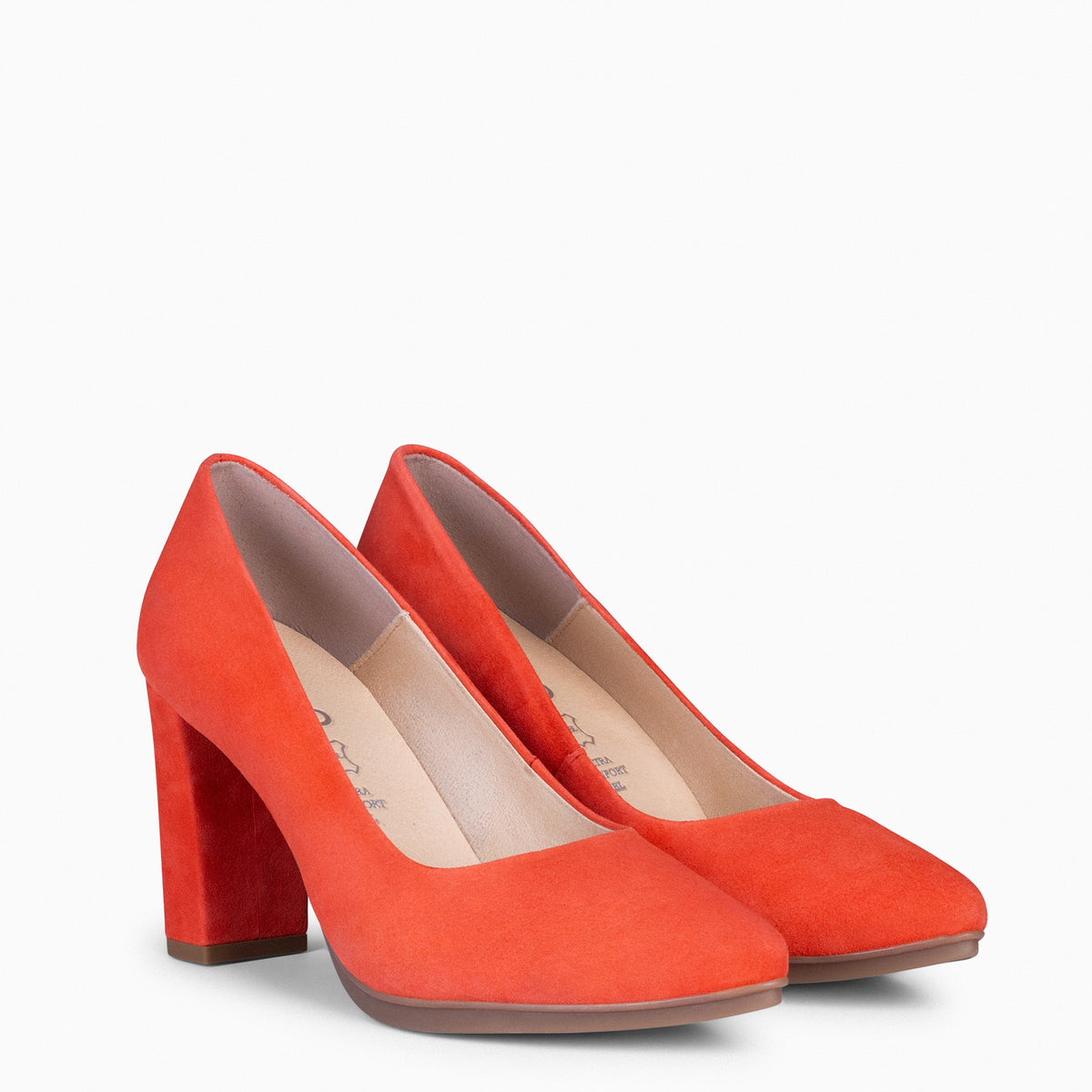 URBAN – Zapatos de tacón alto de ante ROJO ANARANJADO
