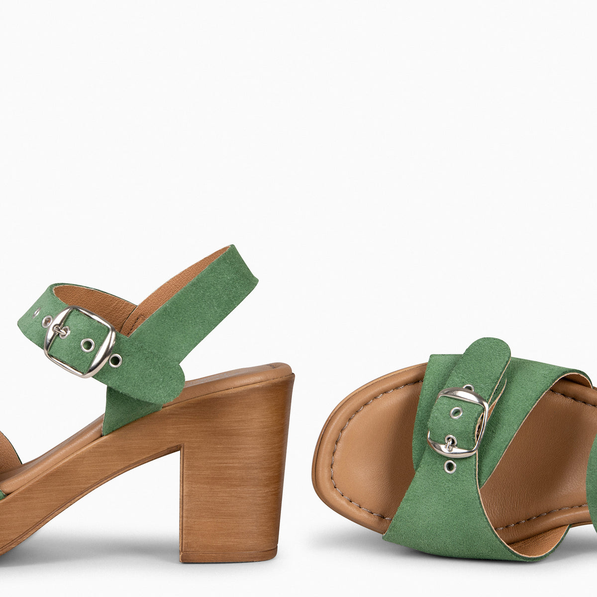 CLEO - SANDÁLIA COM FIVELA VERDE
