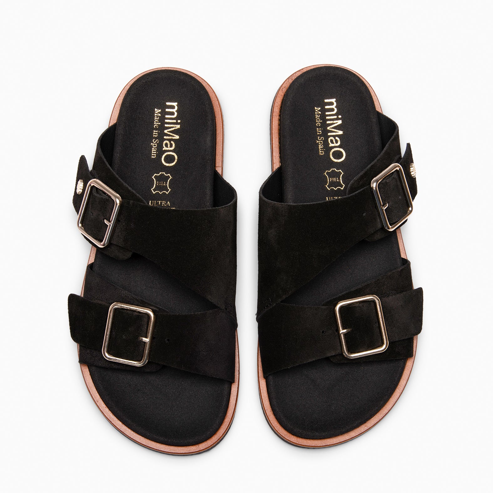 FRIDA - Sandalias tipo pala de ante NEGRO