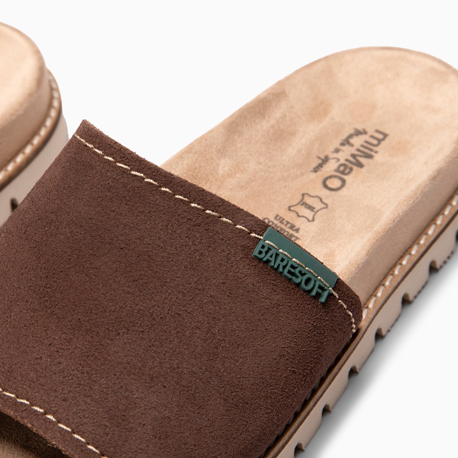 CUBA - Sandalias tipo pala de serraje MARRON