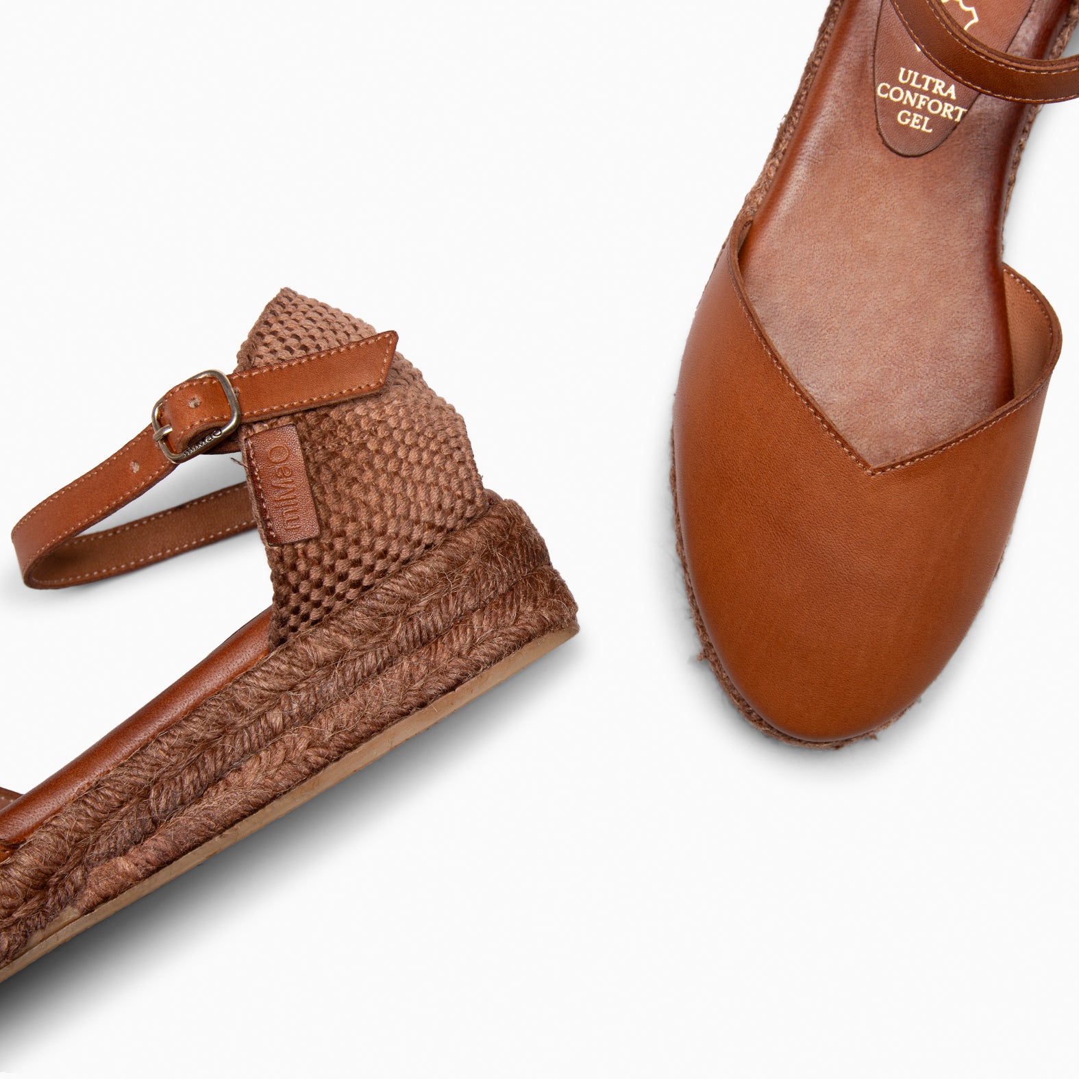 PRAVIA - CAMEL Espadrille wedge with natural-dyed finish