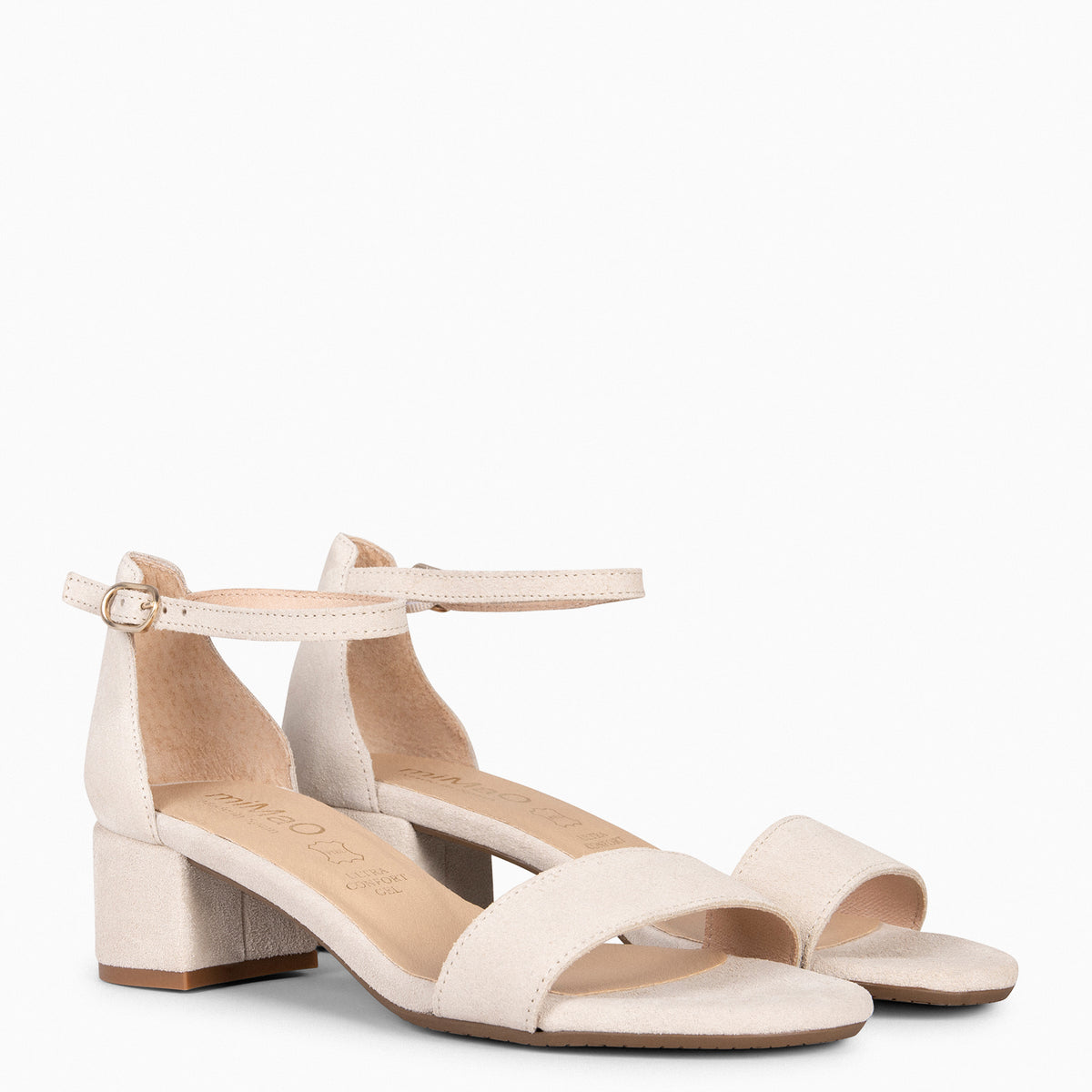 BEATRIZ – Sandalias de tacón ancho BEIGE