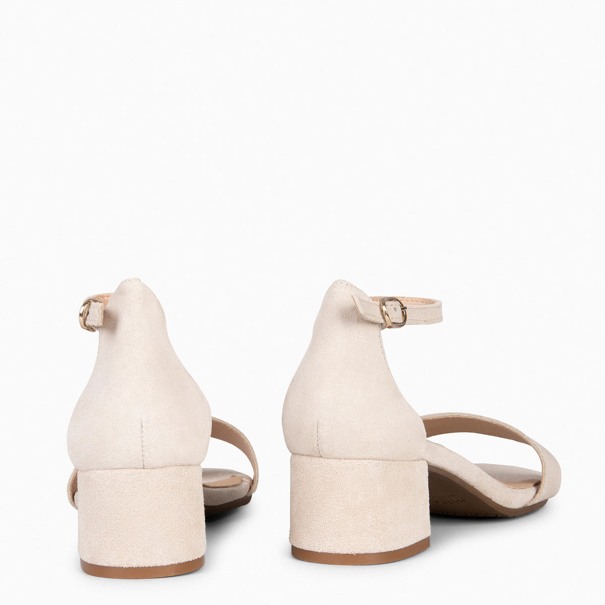 BEATRIZ – Sandalias de tacón ancho BEIGE