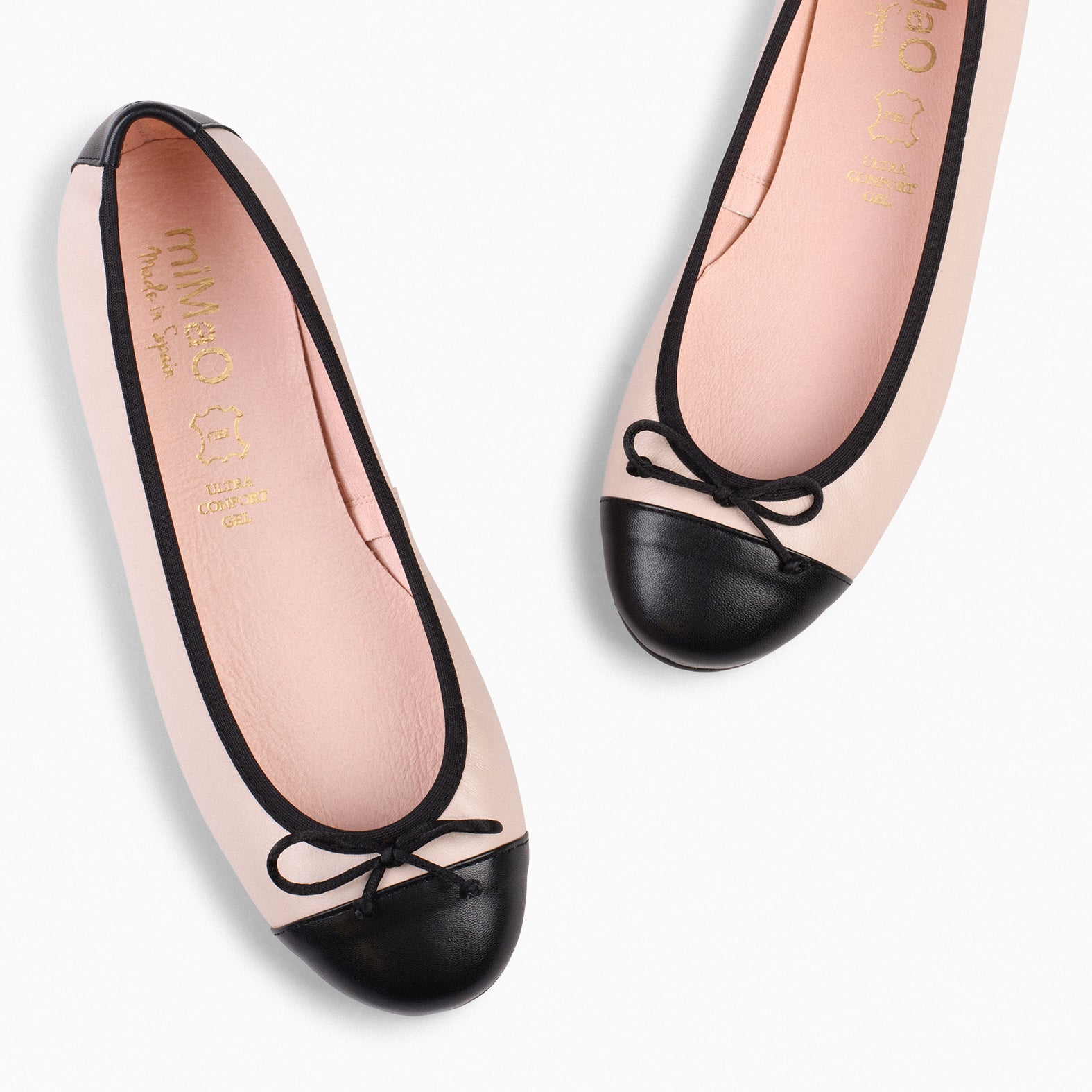 BALLET – NUDE ballerina flats with black toe
