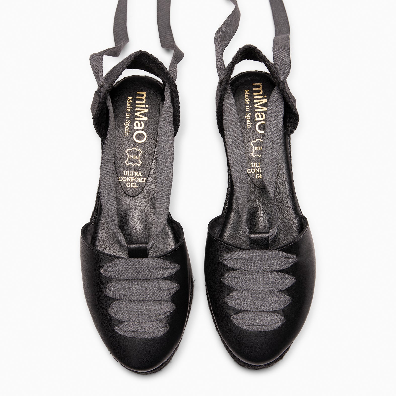 NOJA - BLACK Espadrilles with natural dyeing