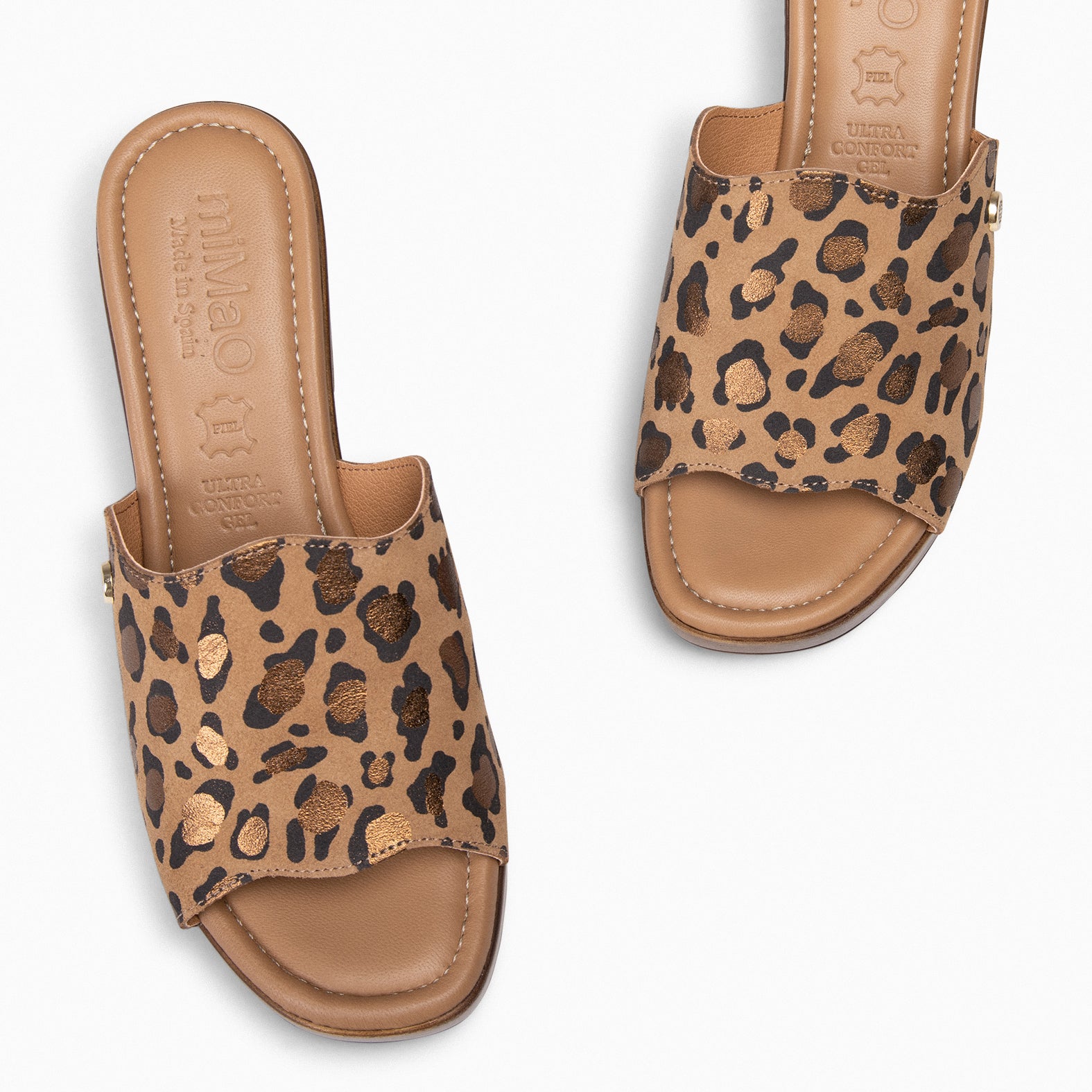 ADELA – Sabots en cuir imitation LEOPARD à bout ouvert