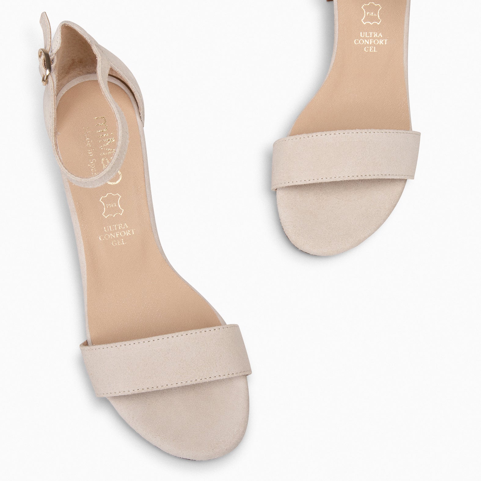 BEATRIZ - Sandales en daim à petit talon BEIGE