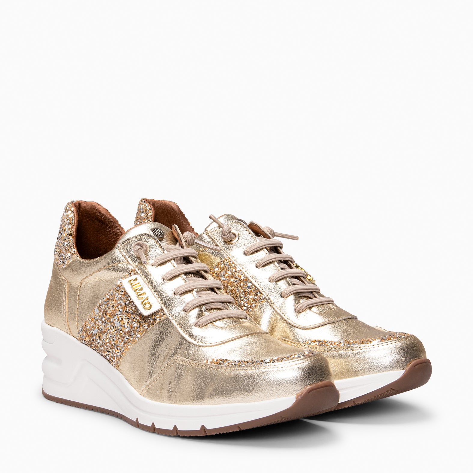 PAU - Zapatillas con cuña PLATINO