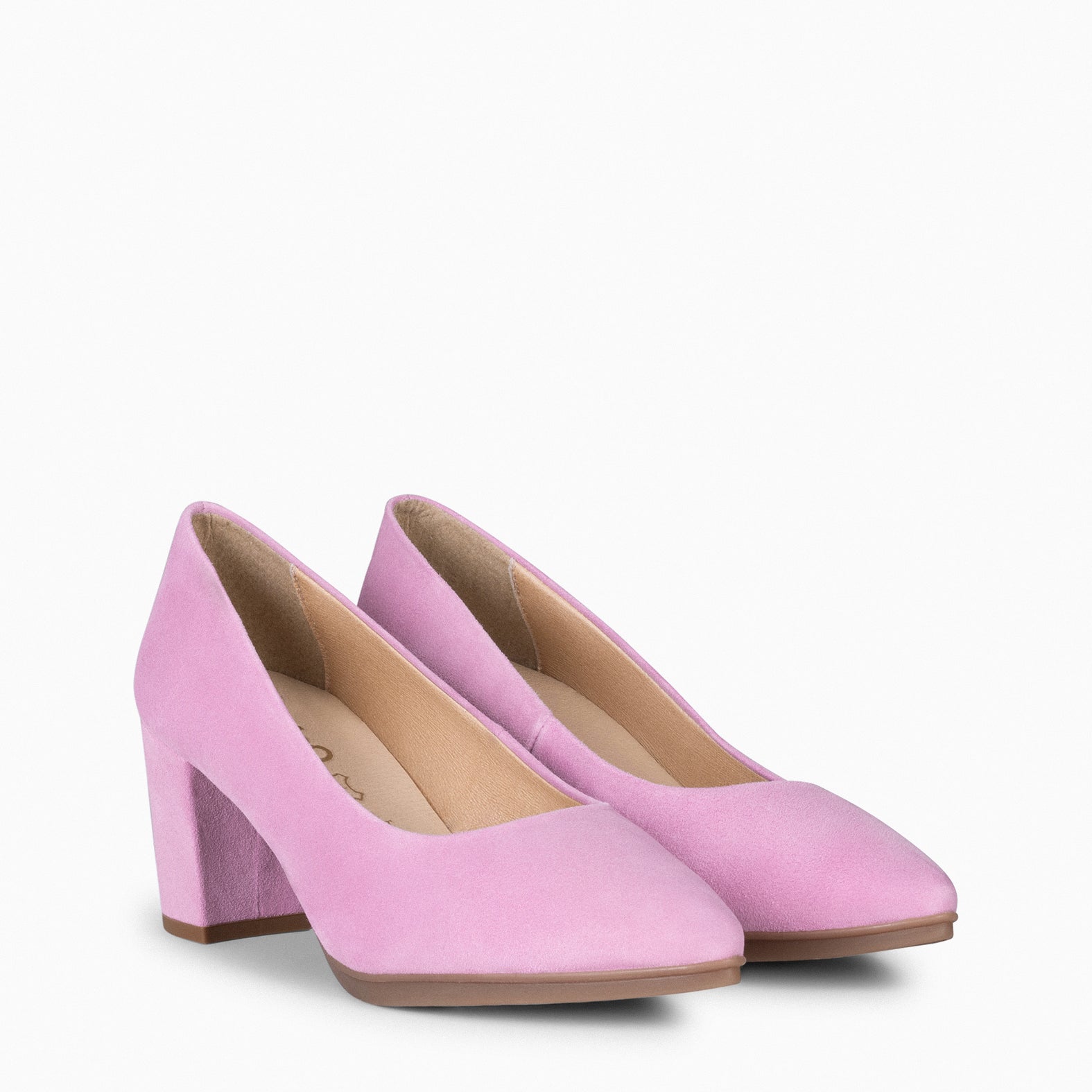 URBAN S - PINK SUEDE MID-HEELED SHOES