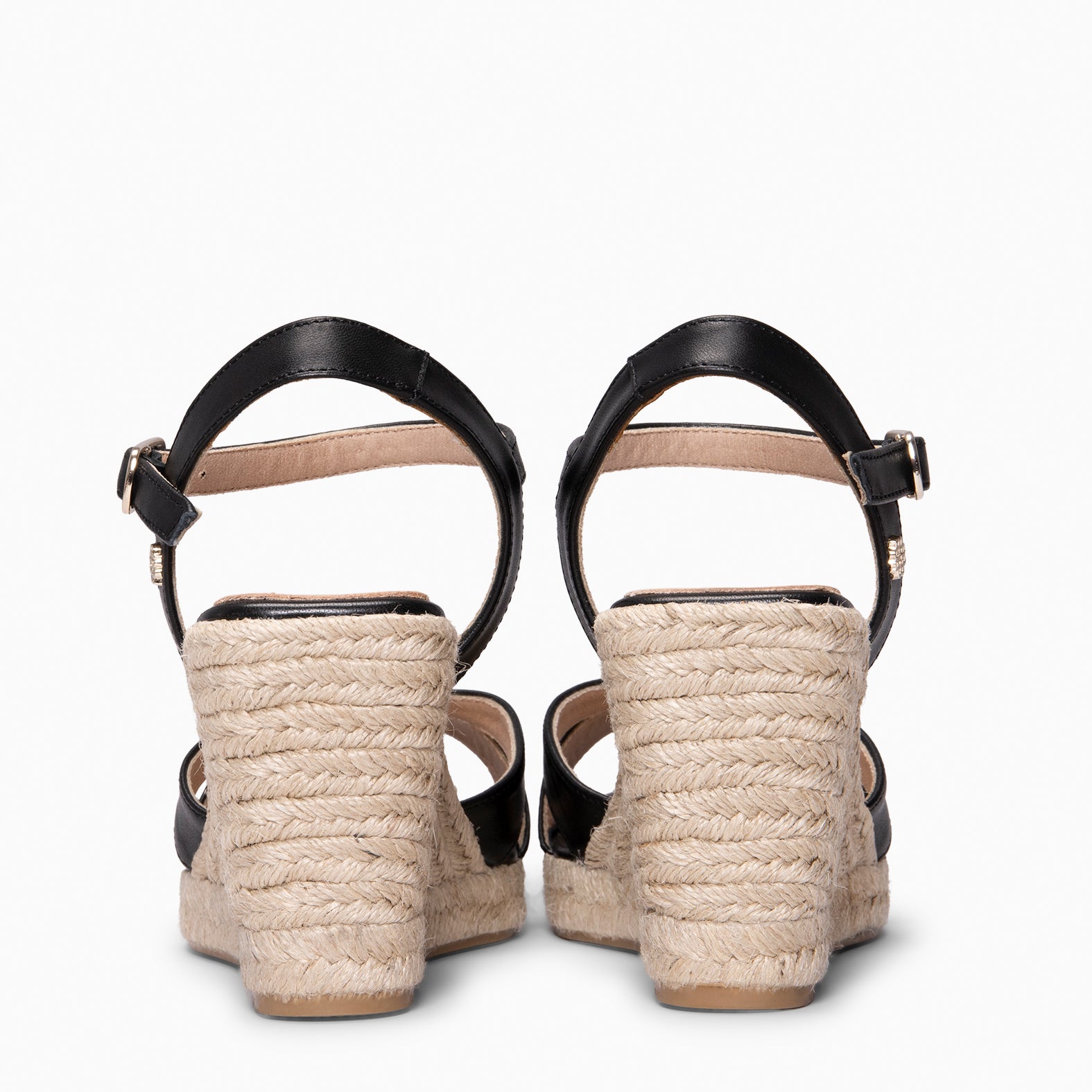 MANILVA - Sandales style espadrilles à haut talon NOIR