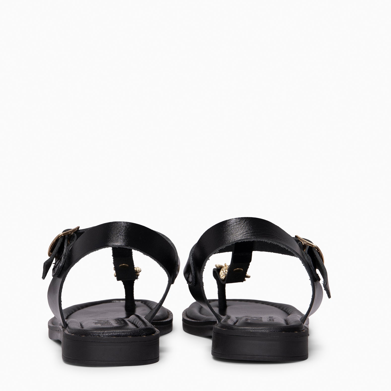 CIRCE - Sandalia plana de piel NEGRO