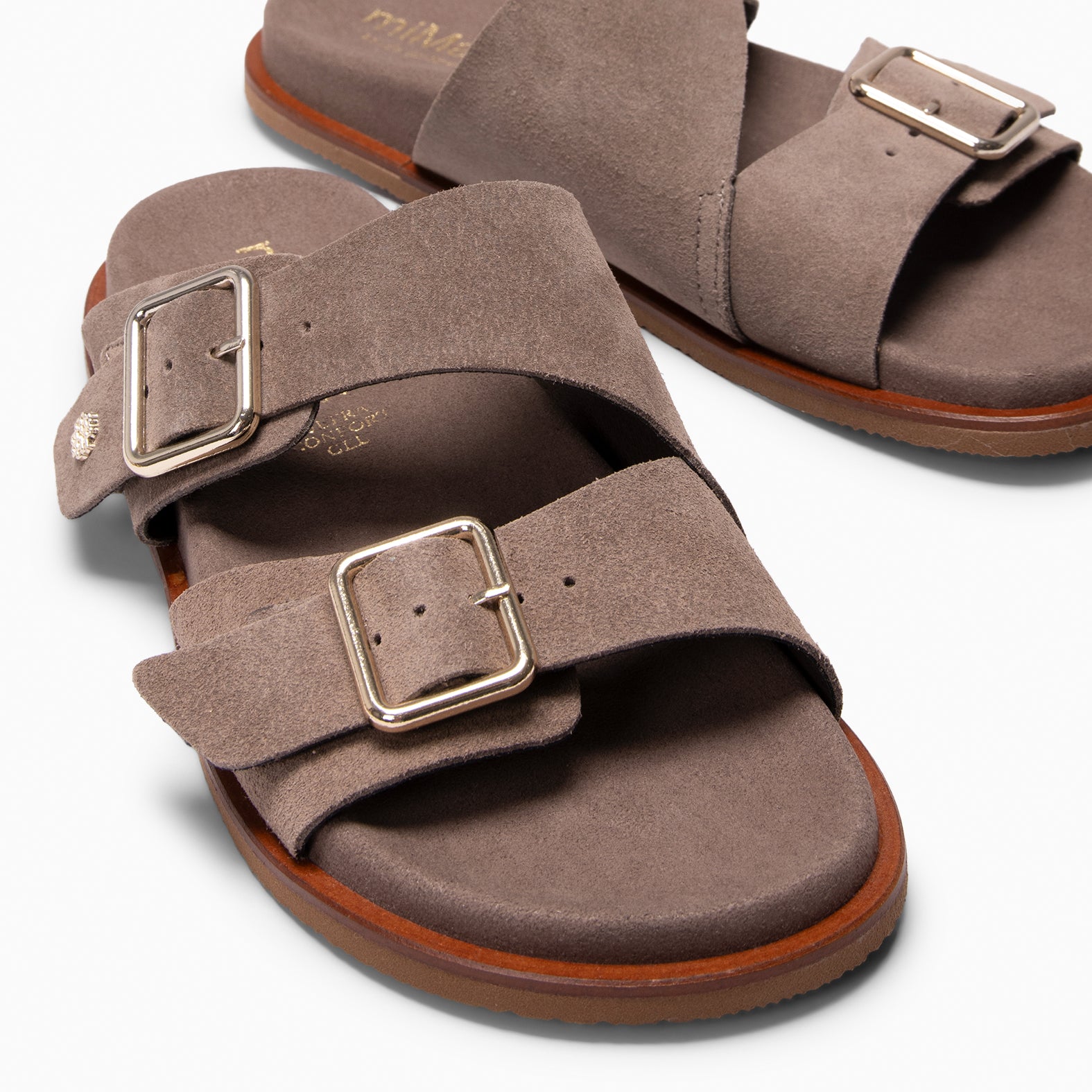 FRIDA - Sandalias tipo pala de ante MARRON