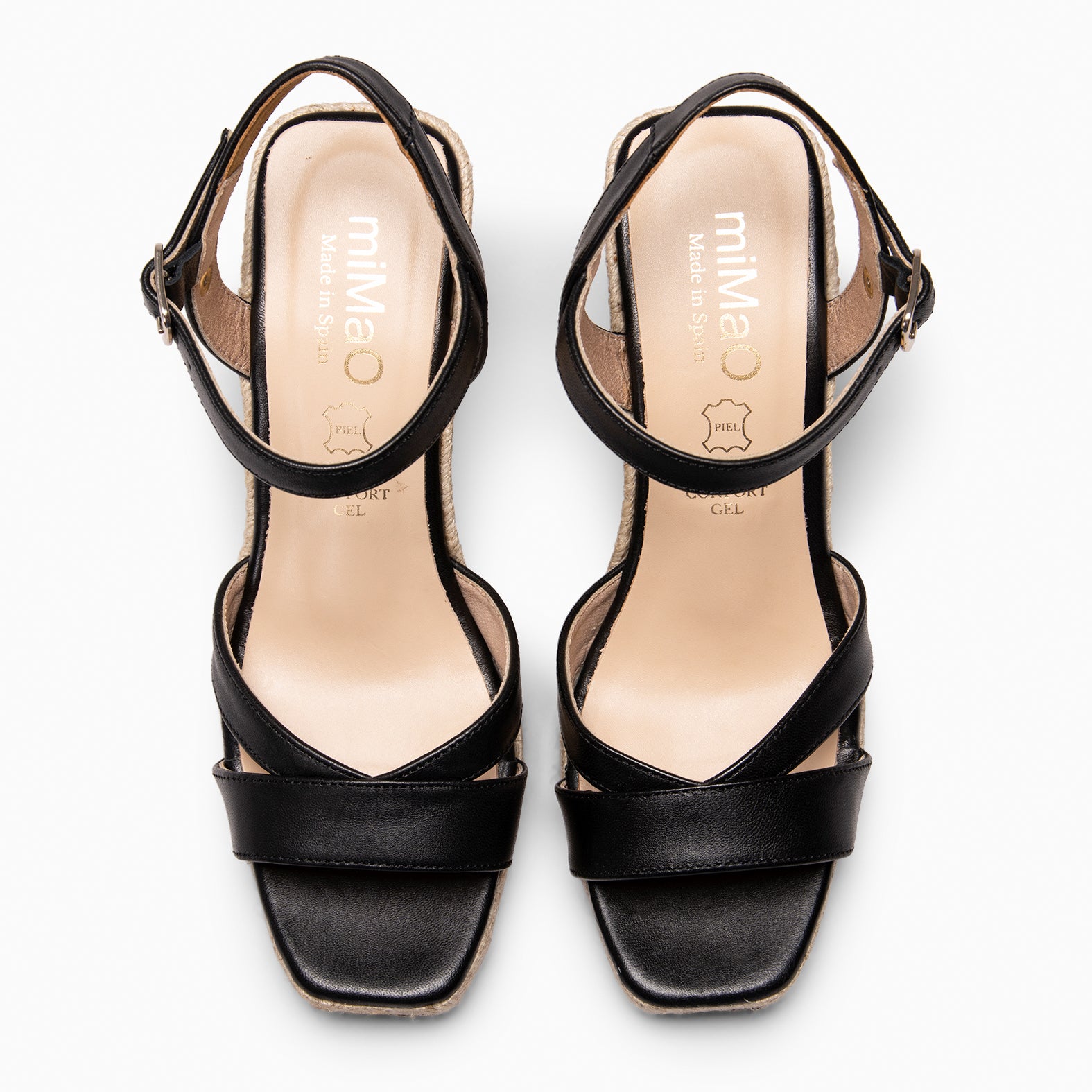 MANILVA - Sandales style espadrilles à haut talon NOIR