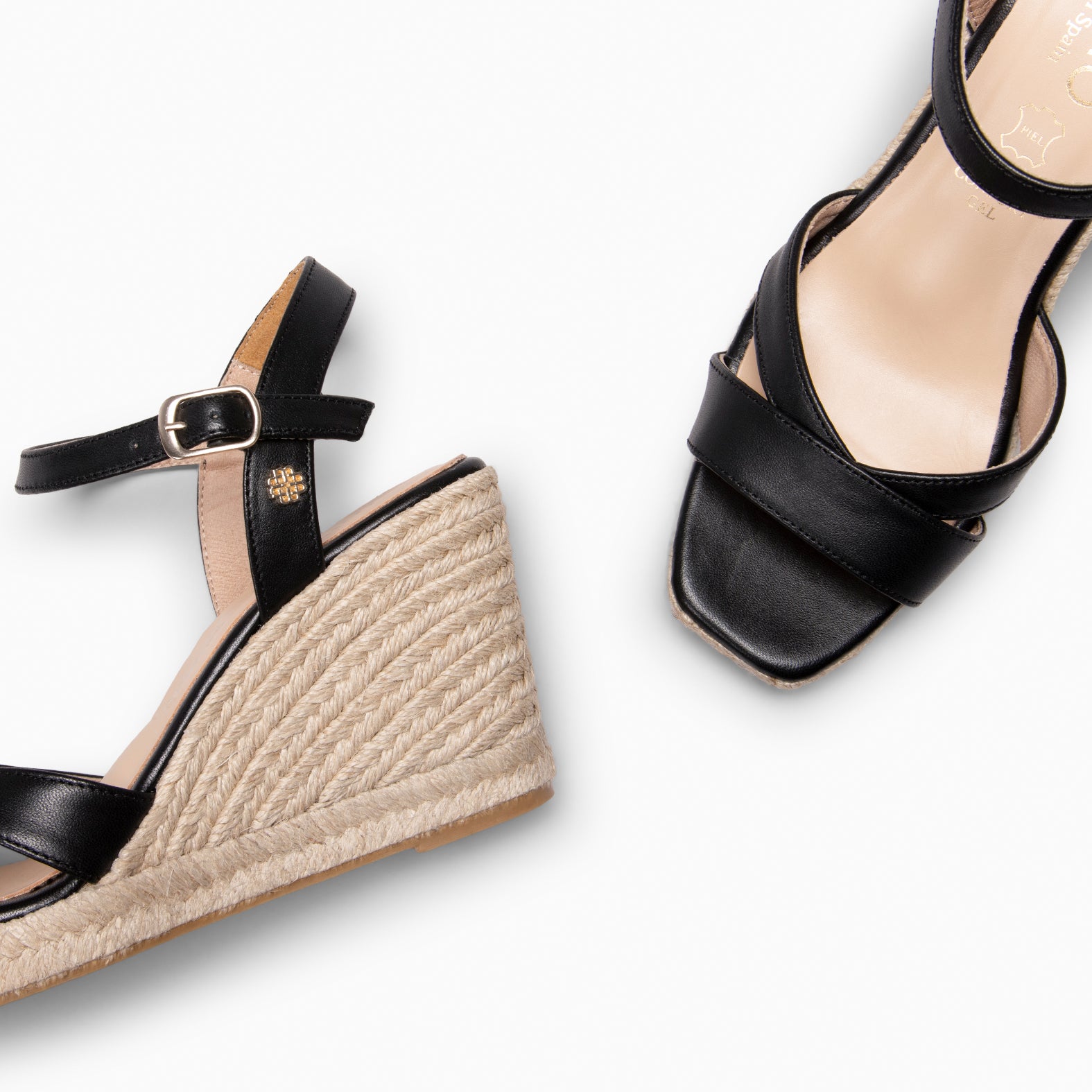 MANILVA - Sandales style espadrilles à haut talon NOIR