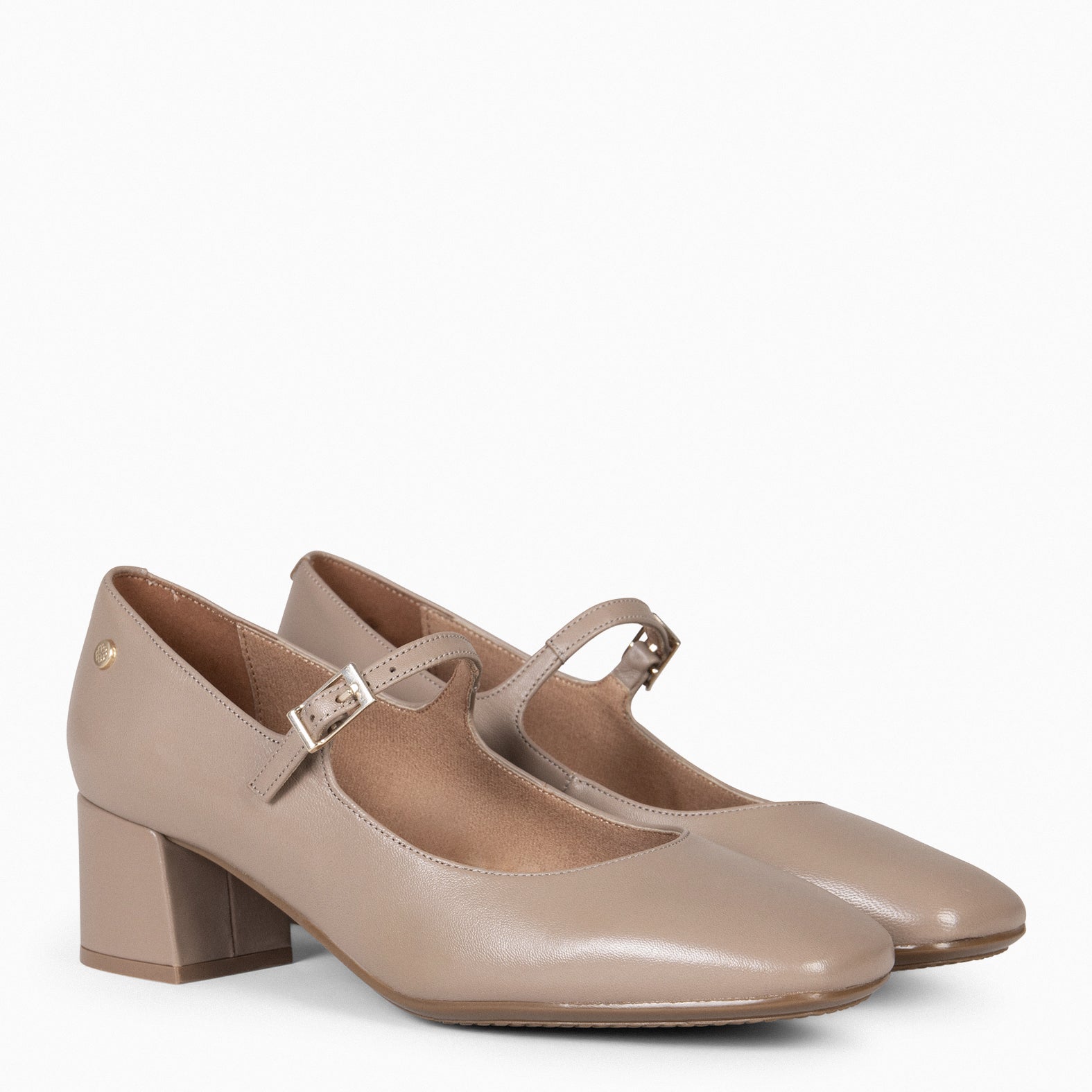 BELLA – TAUPE suede leather mary-jane shoes