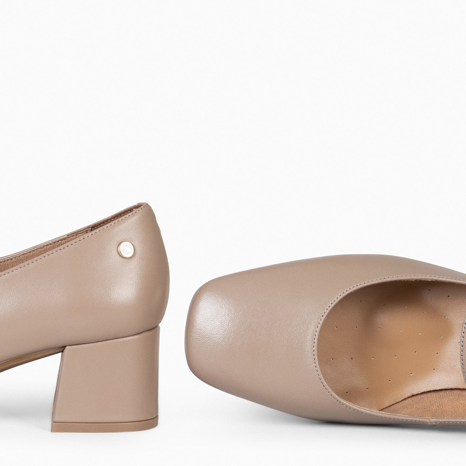 BELLA – TAUPE suede leather mary-jane shoes