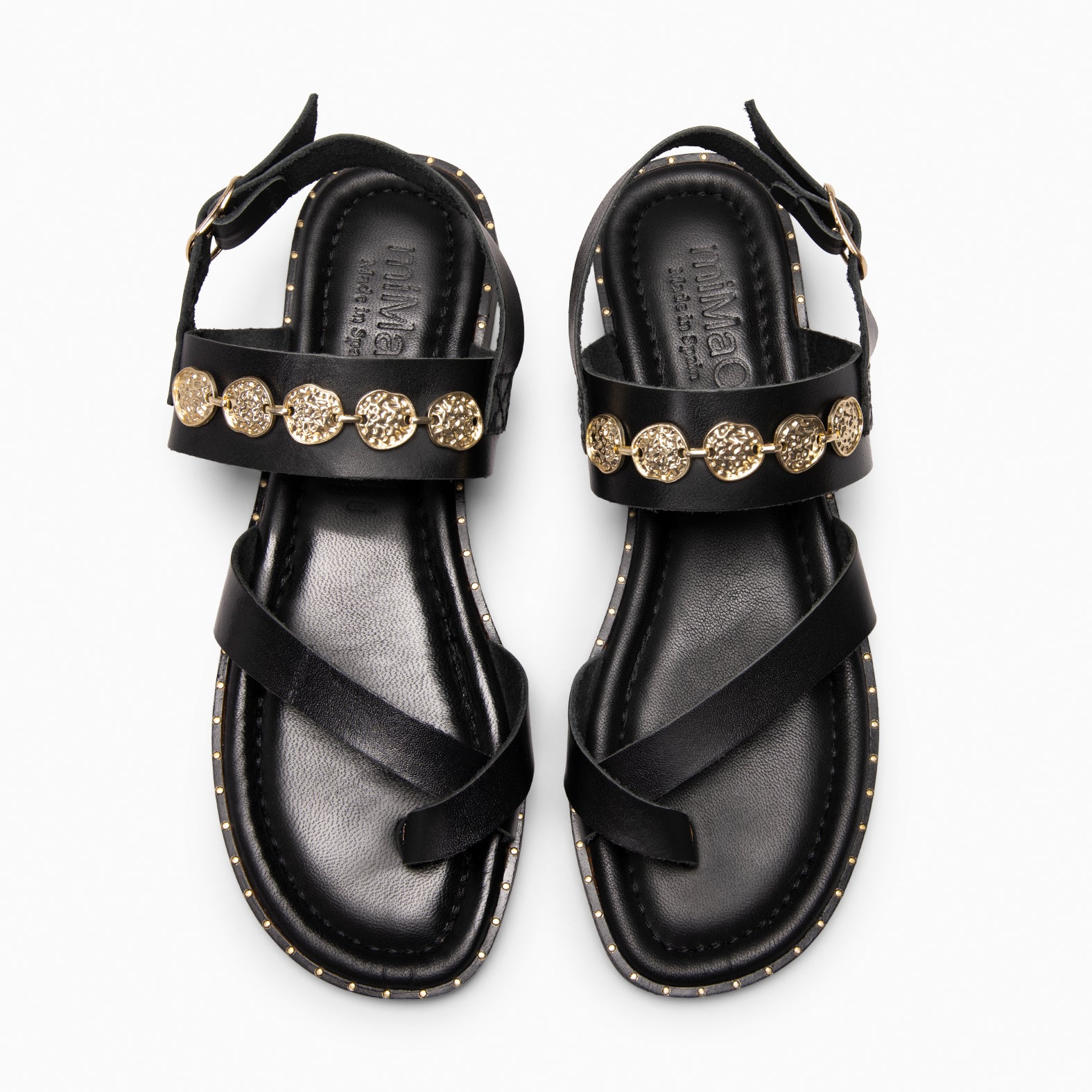 HERA - BLACK Flat leather sandals