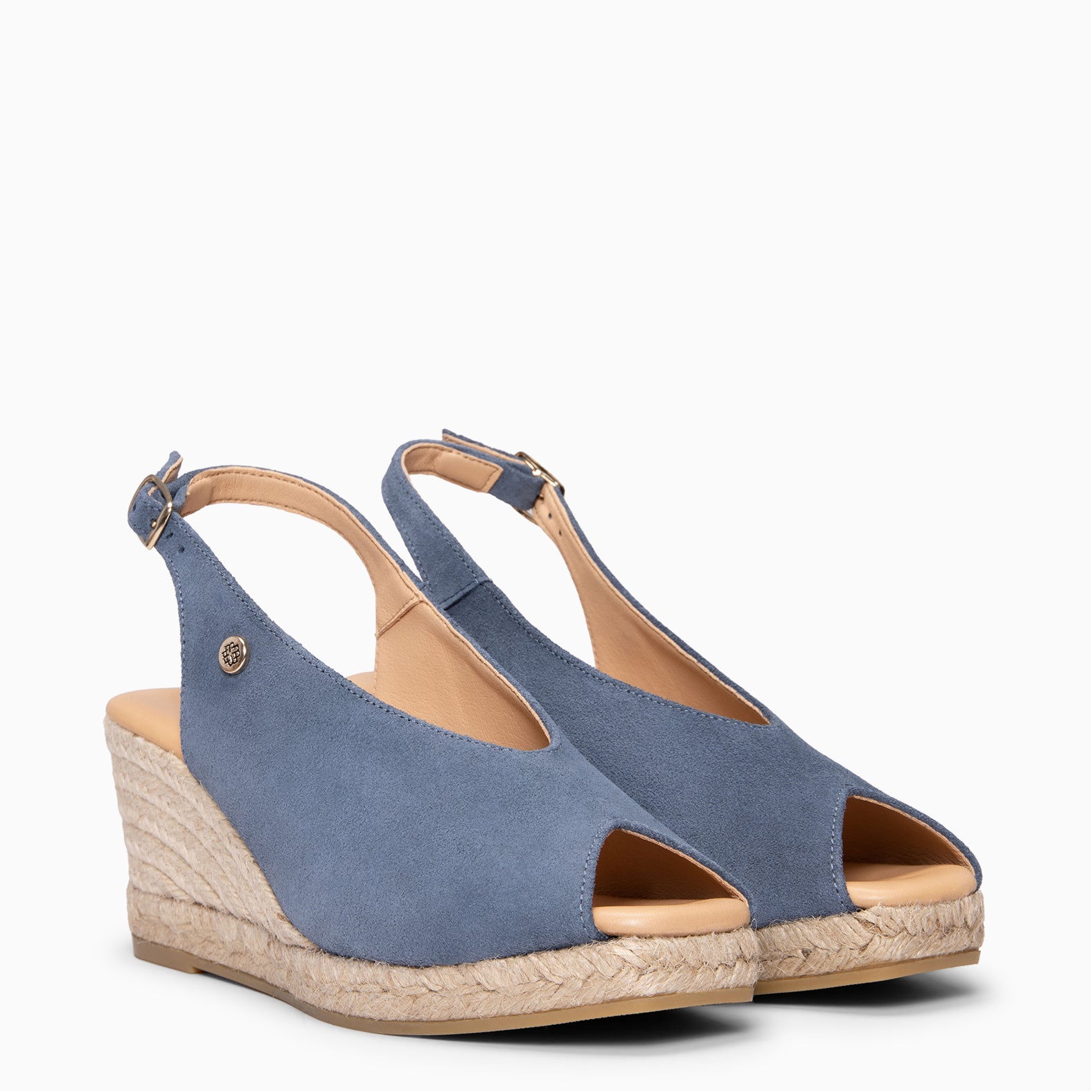 ELIAZAR - Cuña de esparto con puntera abierta JEANS