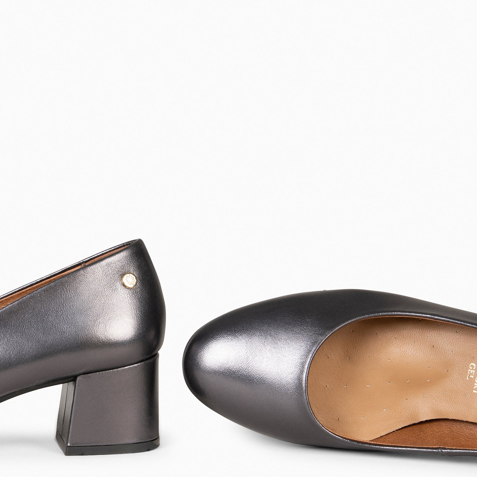 URBAN ROUND SPLASH – SILVER leather low heels