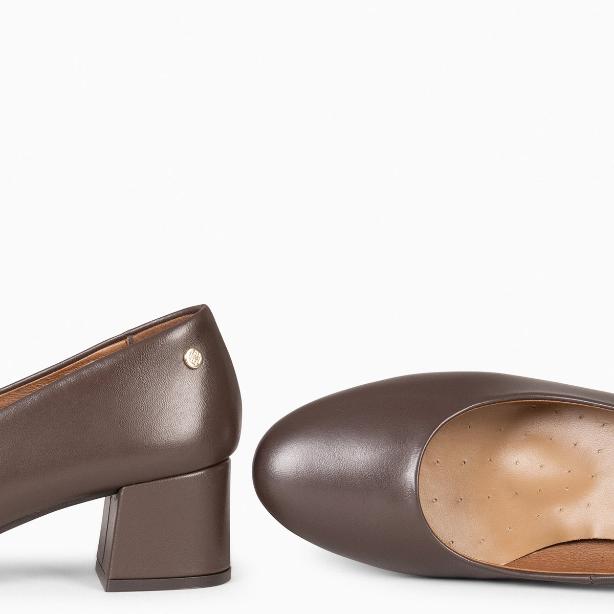 URBAN REDONDO SALÓN – Zapatos de tacón bajo de napa MARRON - miMaO ®