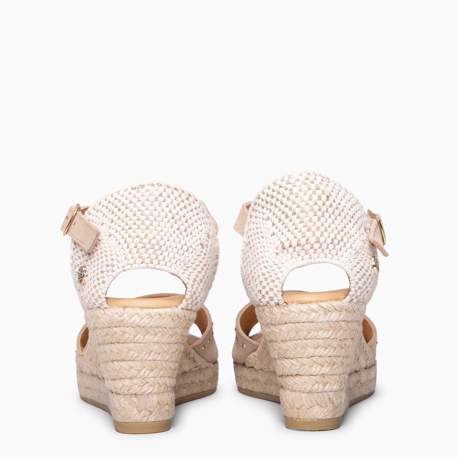 SAONA - Cuñas de esparto peep toe BEIGE