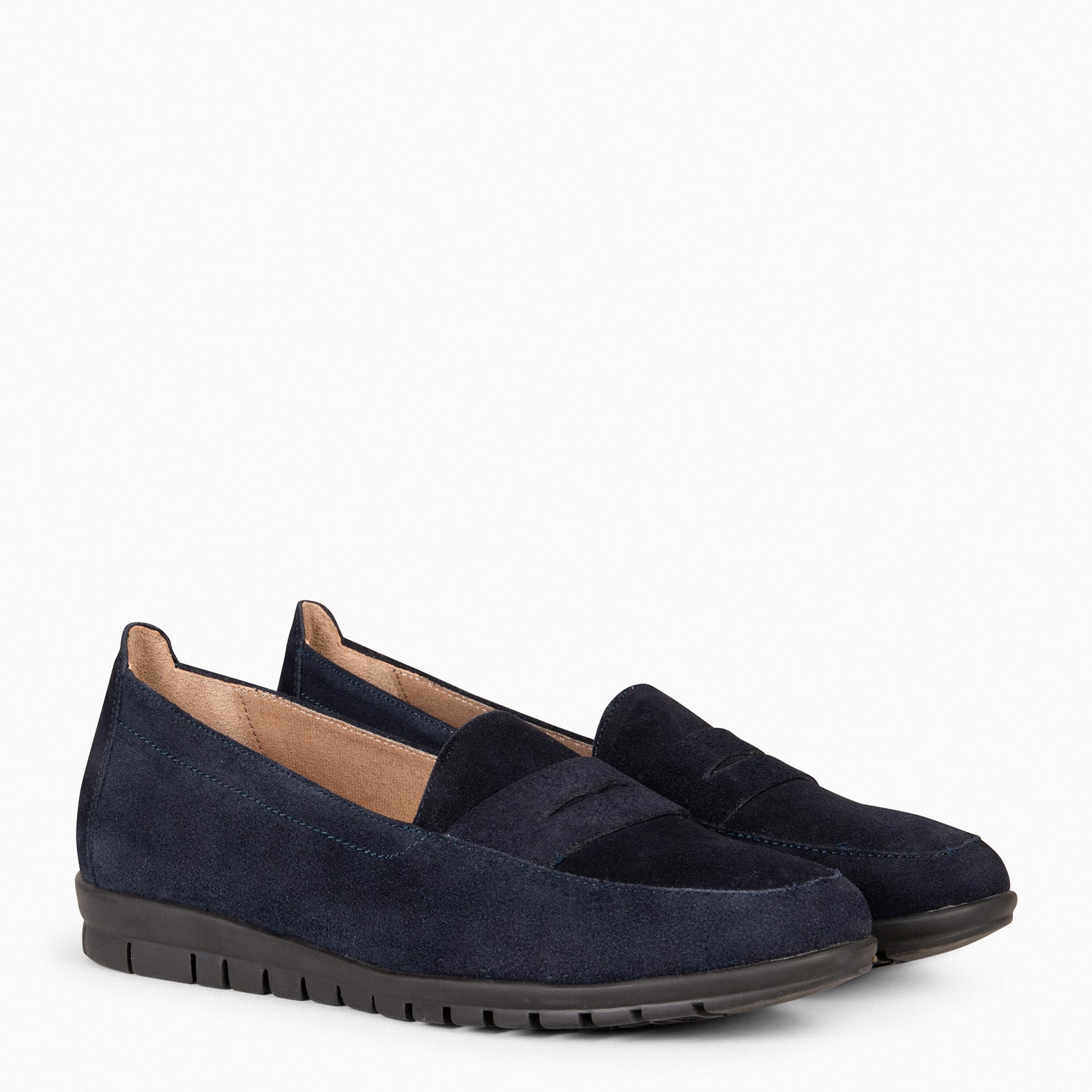 360 - Mocassins à petit talon compensé BLEU MARINE