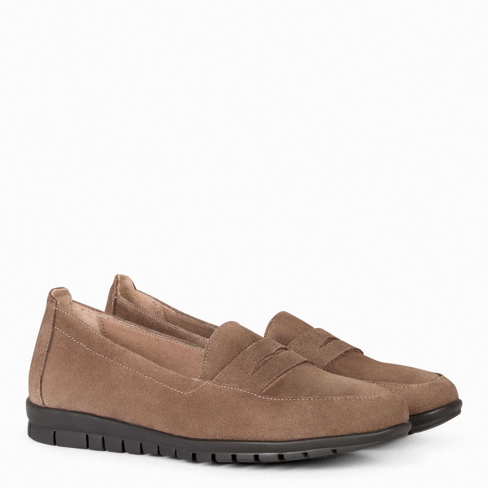 360 - Mocassins à petit talon compensé TAUPE