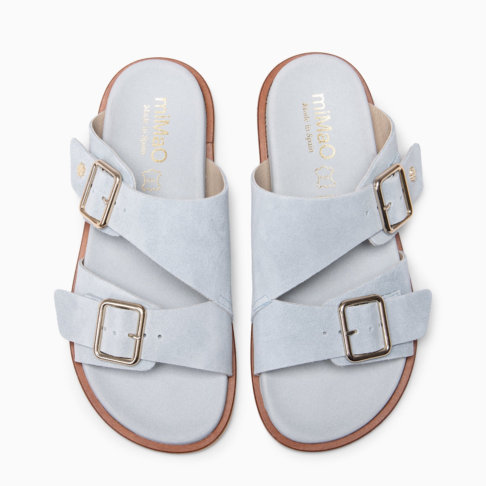 FRIDA - BLUE Suede slide sandals