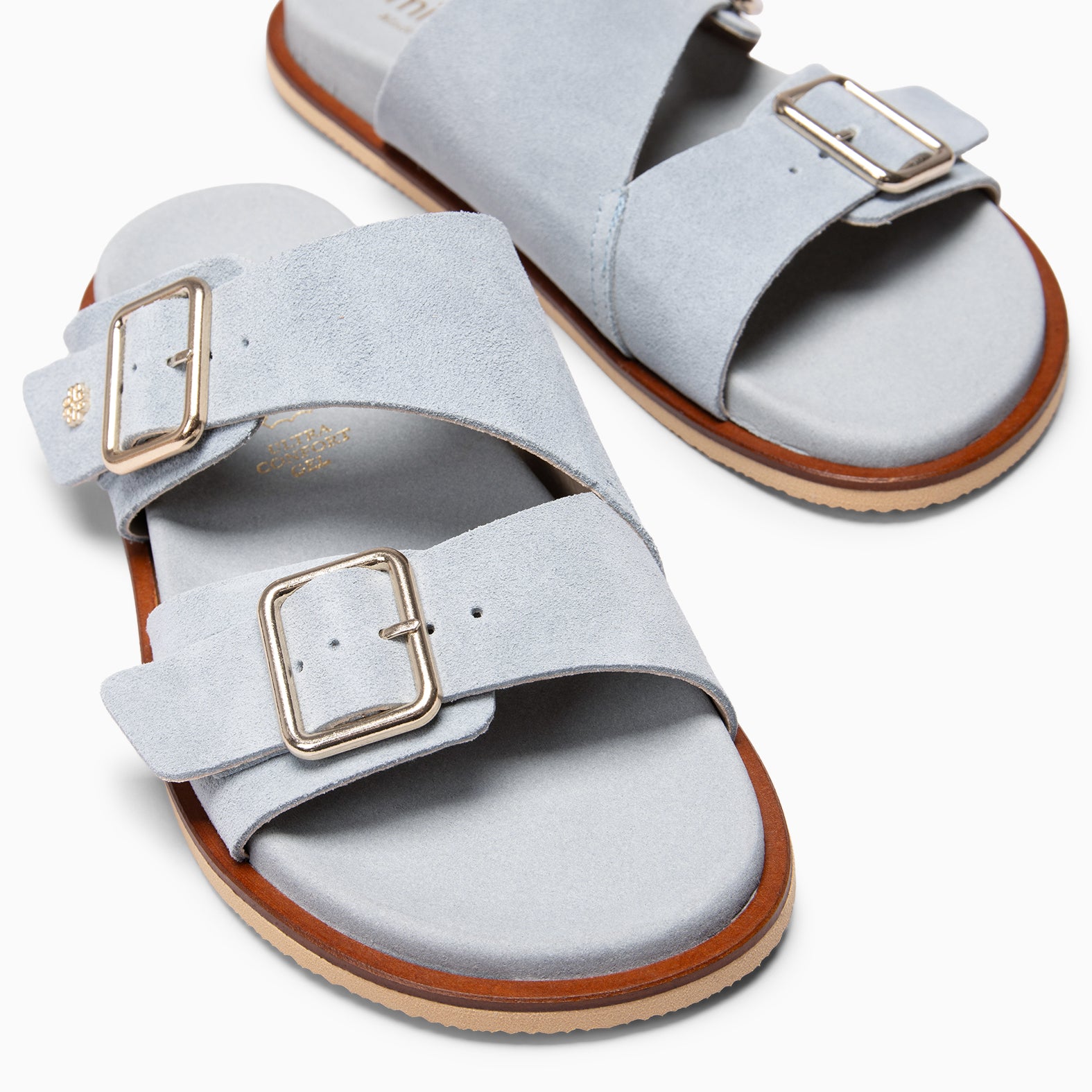 FRIDA - BLUE Suede slide sandals