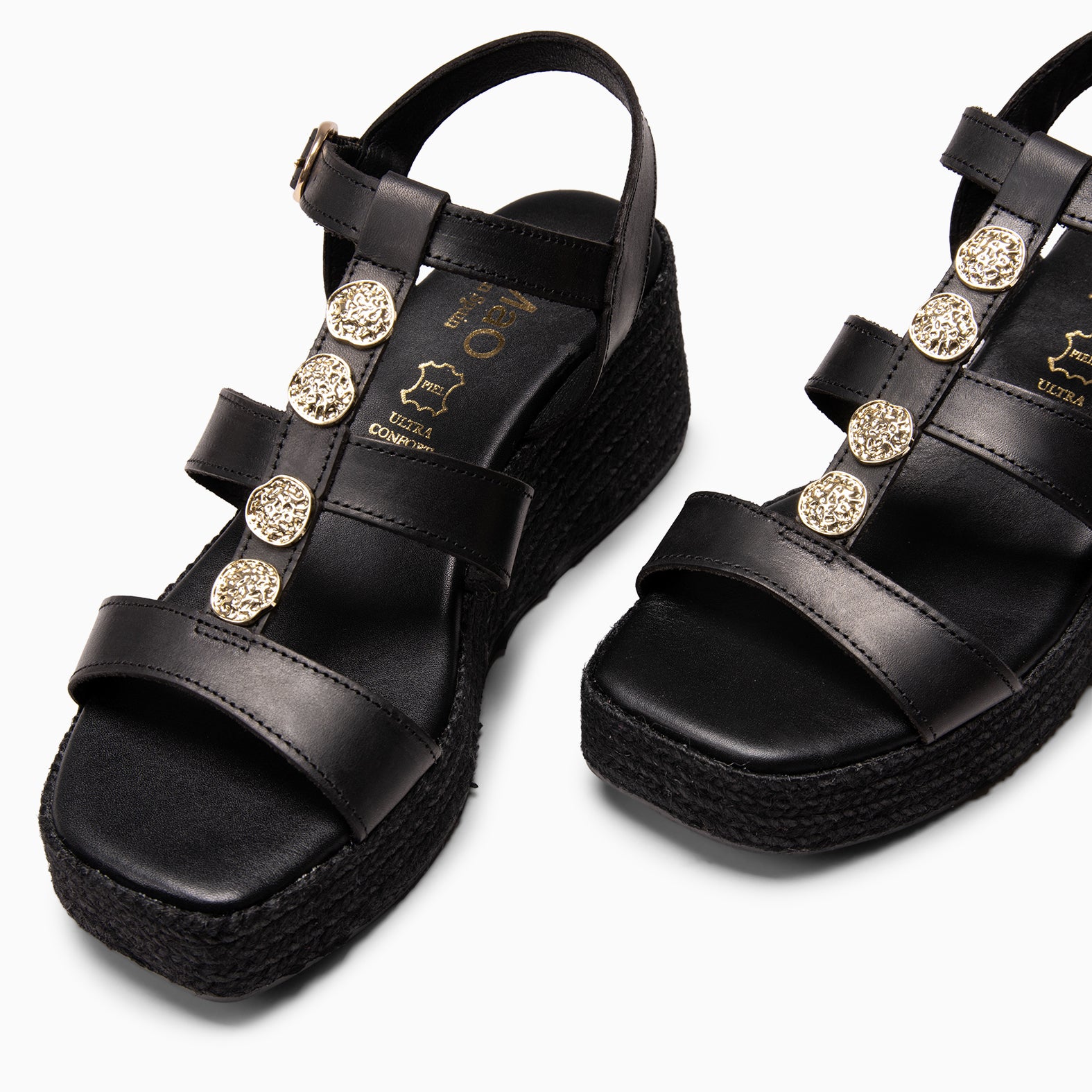 DANAE - BLACK Jute platform sandals