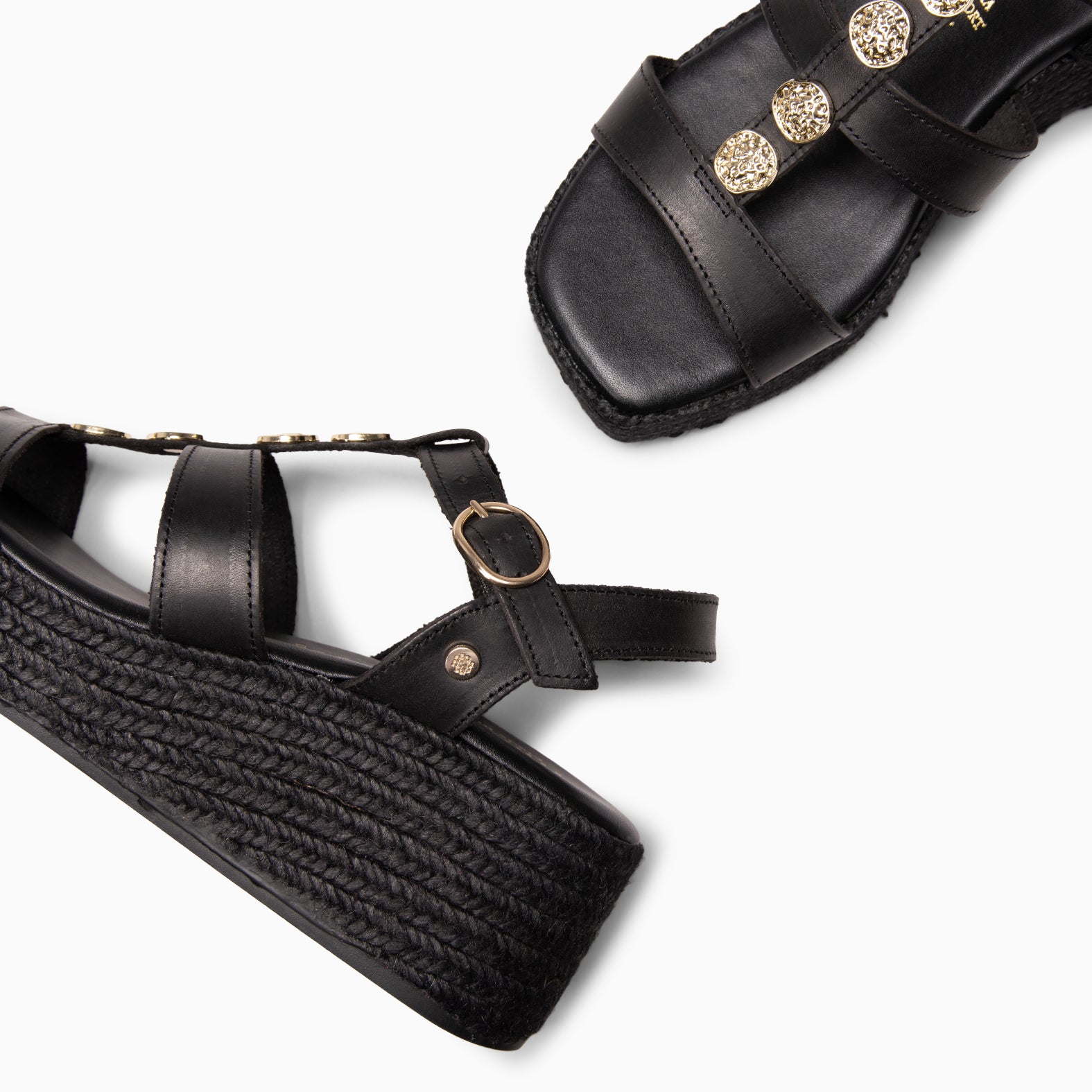 DANAE - BLACK Jute platform sandals