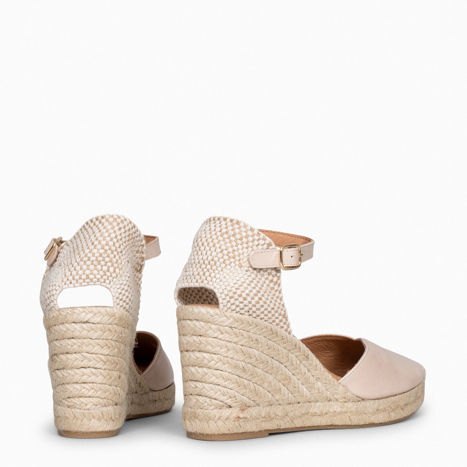 NERJA CHAROL - Espadrilles à talon haut en cuir vernis BEIGE