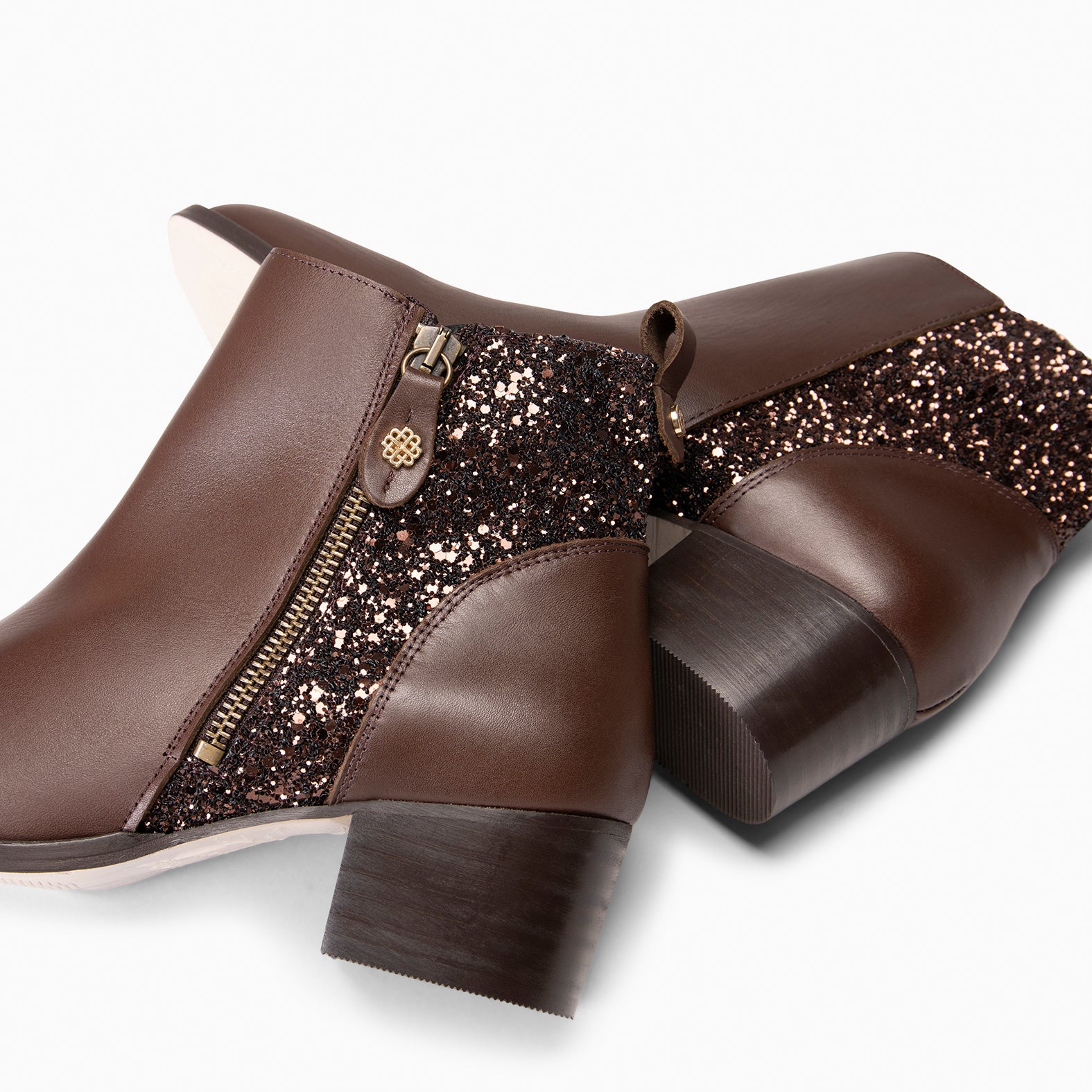 REBECA – GLITTER BROWN Heel booties