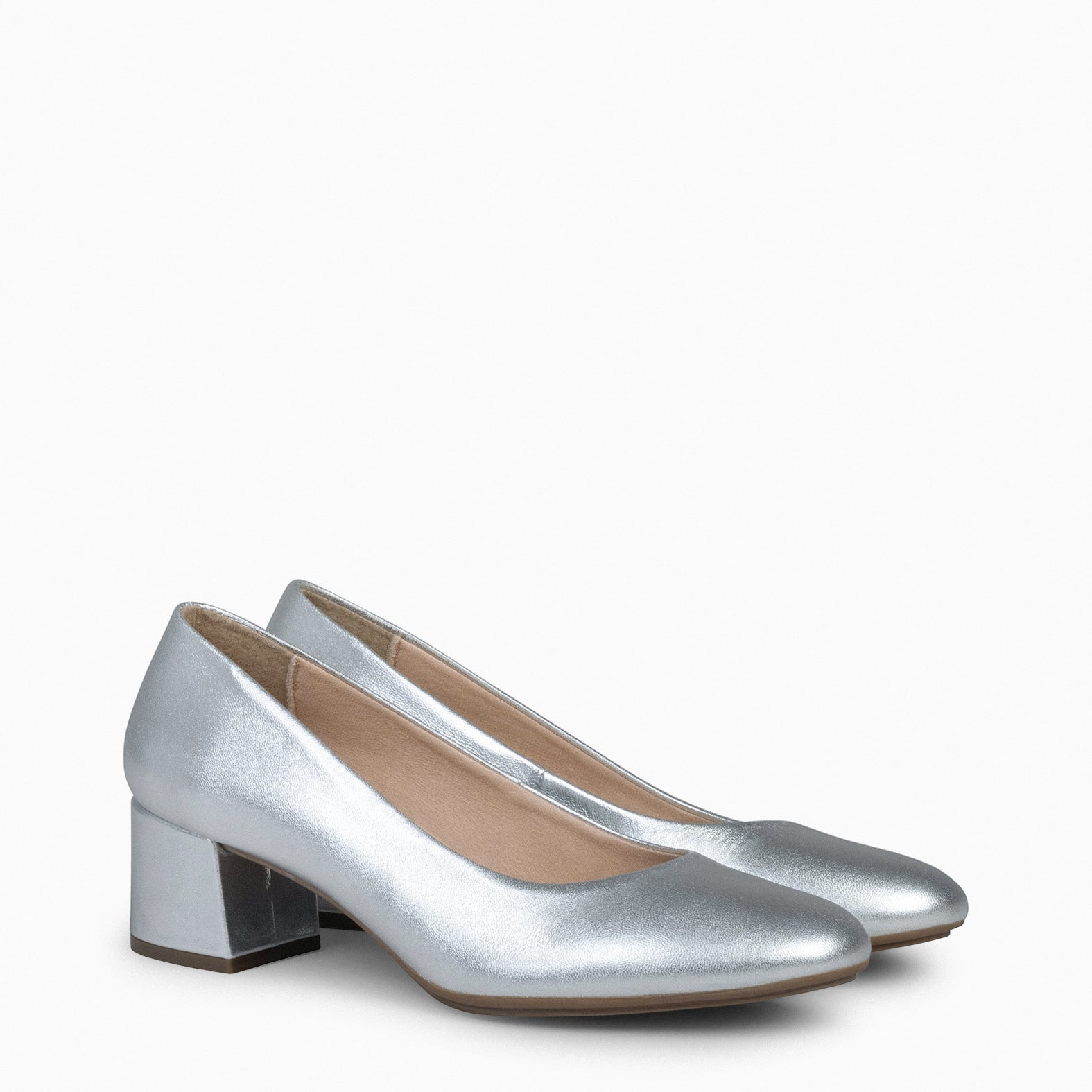 URBAN ROUND SLPASH - SILVER METALLIC NAPPA LEATHER LOW HEELS