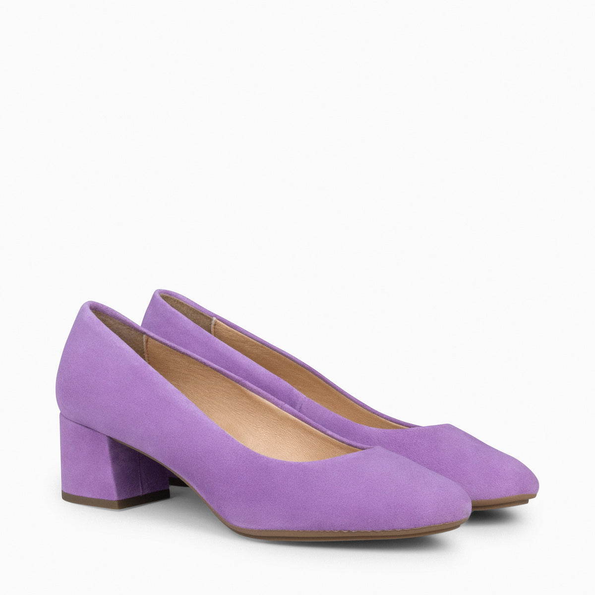 URBAN ROUND – PURPLE suede leather low heels