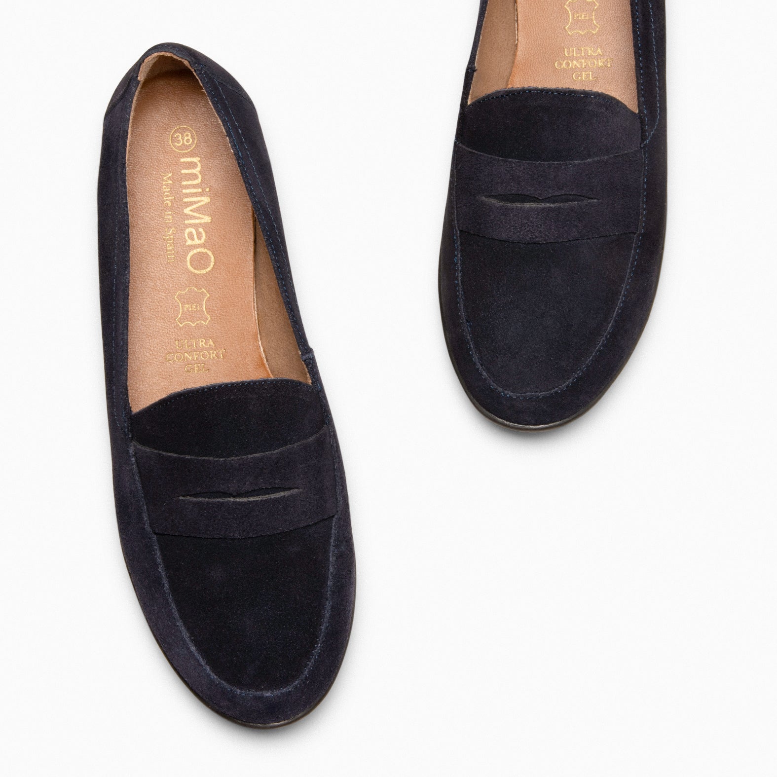 360 - Mocassins à petit talon compensé BLEU MARINE