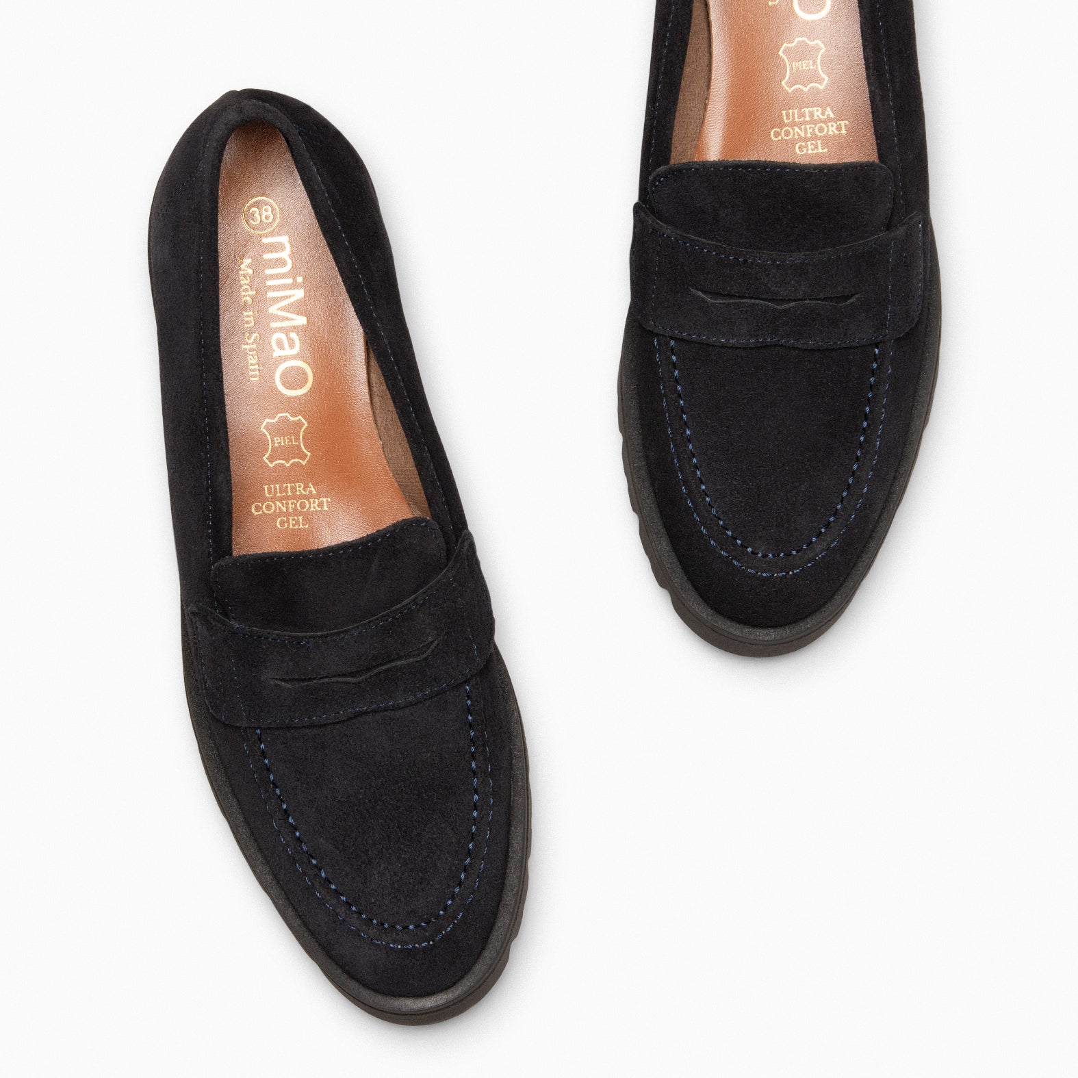 DAFNE - Mocasines de cuña de piel MARINO