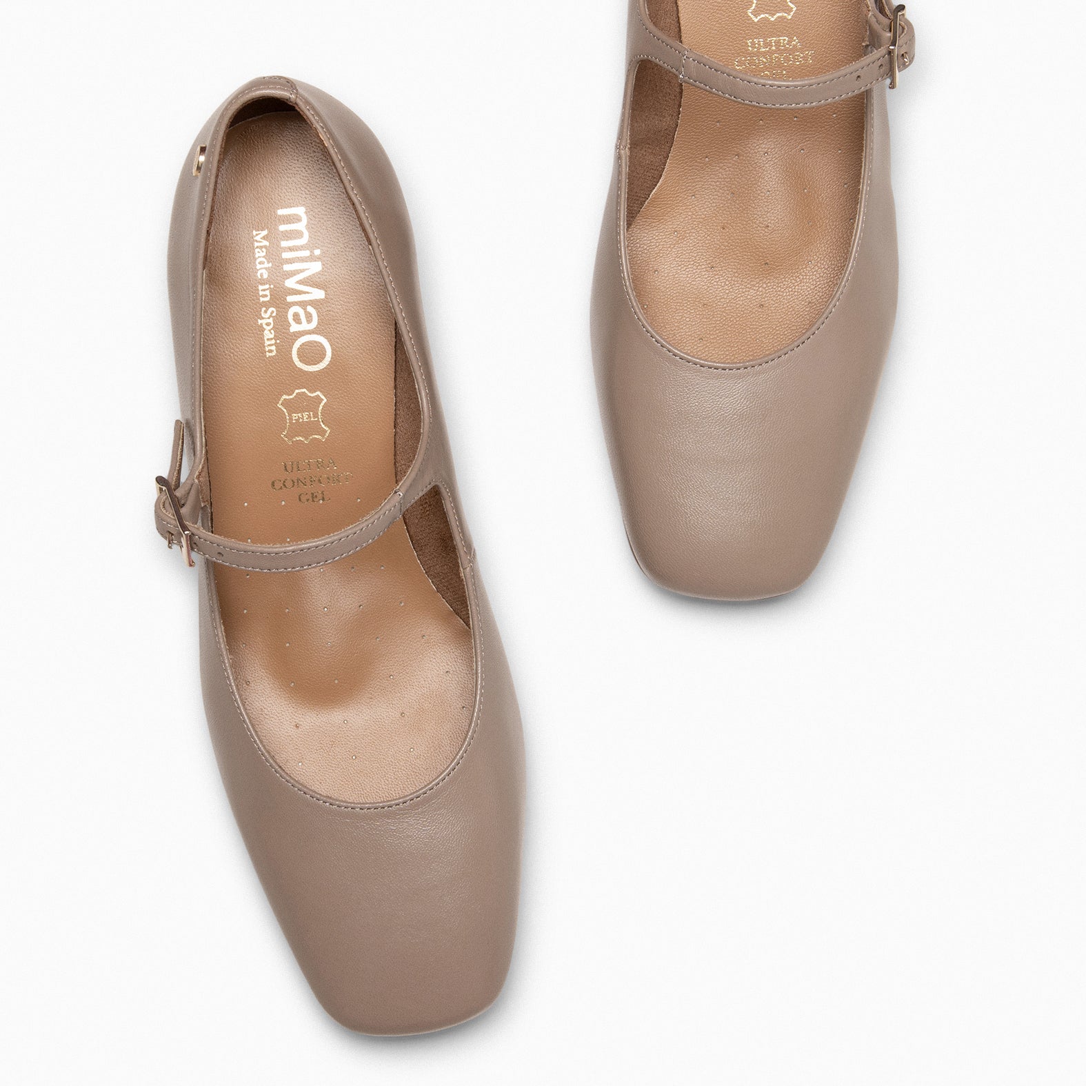 BELLA – TAUPE suede leather mary-jane shoes